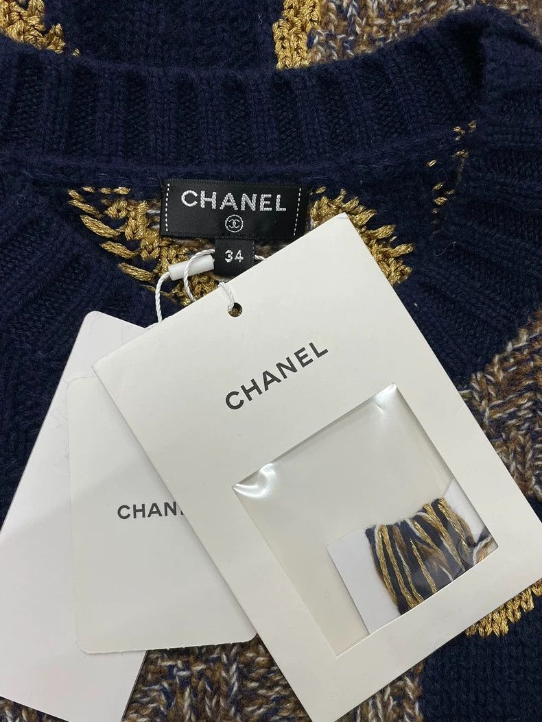 Chanel Chanel Blue Gold Double C Knit Sweater - dmc Size US M / EU 48-50 / 2 - 4 Thumbnail