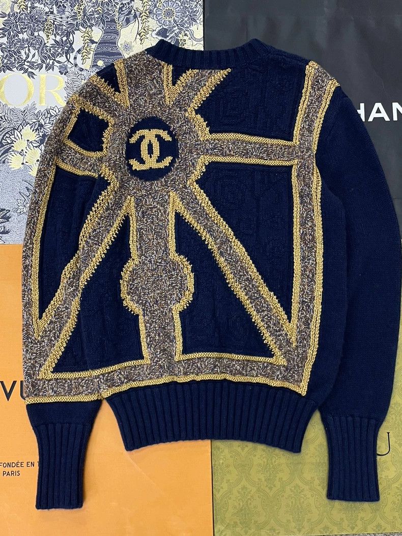 Chanel Chanel Blue Gold Double C Knit Sweater - dmc Size US M / EU 48-50 / 2 - 3 Thumbnail