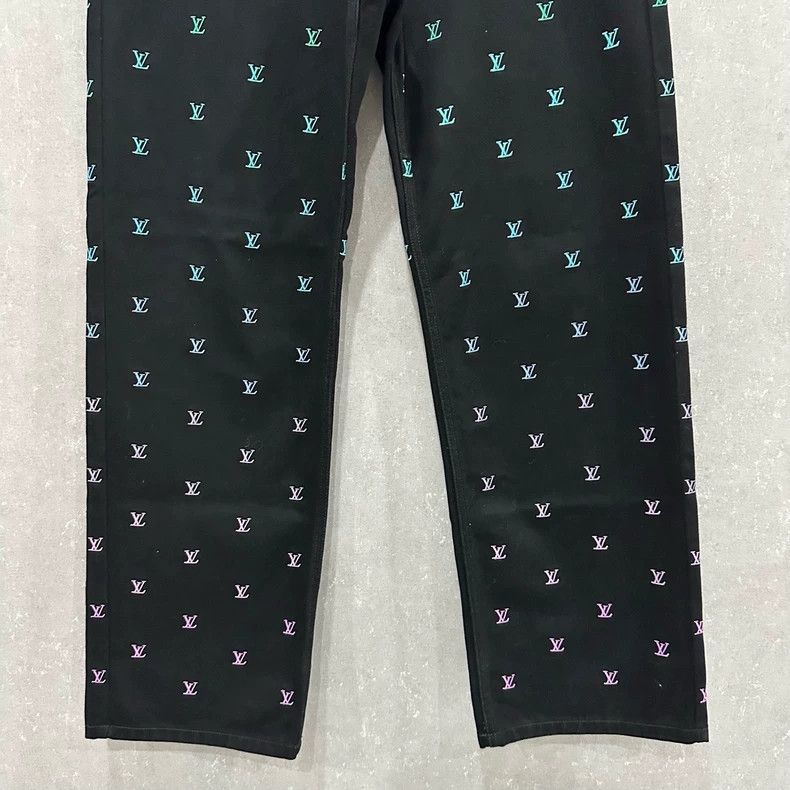 Louis Vuitton Louis Vuitton Monogram Embroidered Jeans - dmc Size US 33 - 3 Thumbnail