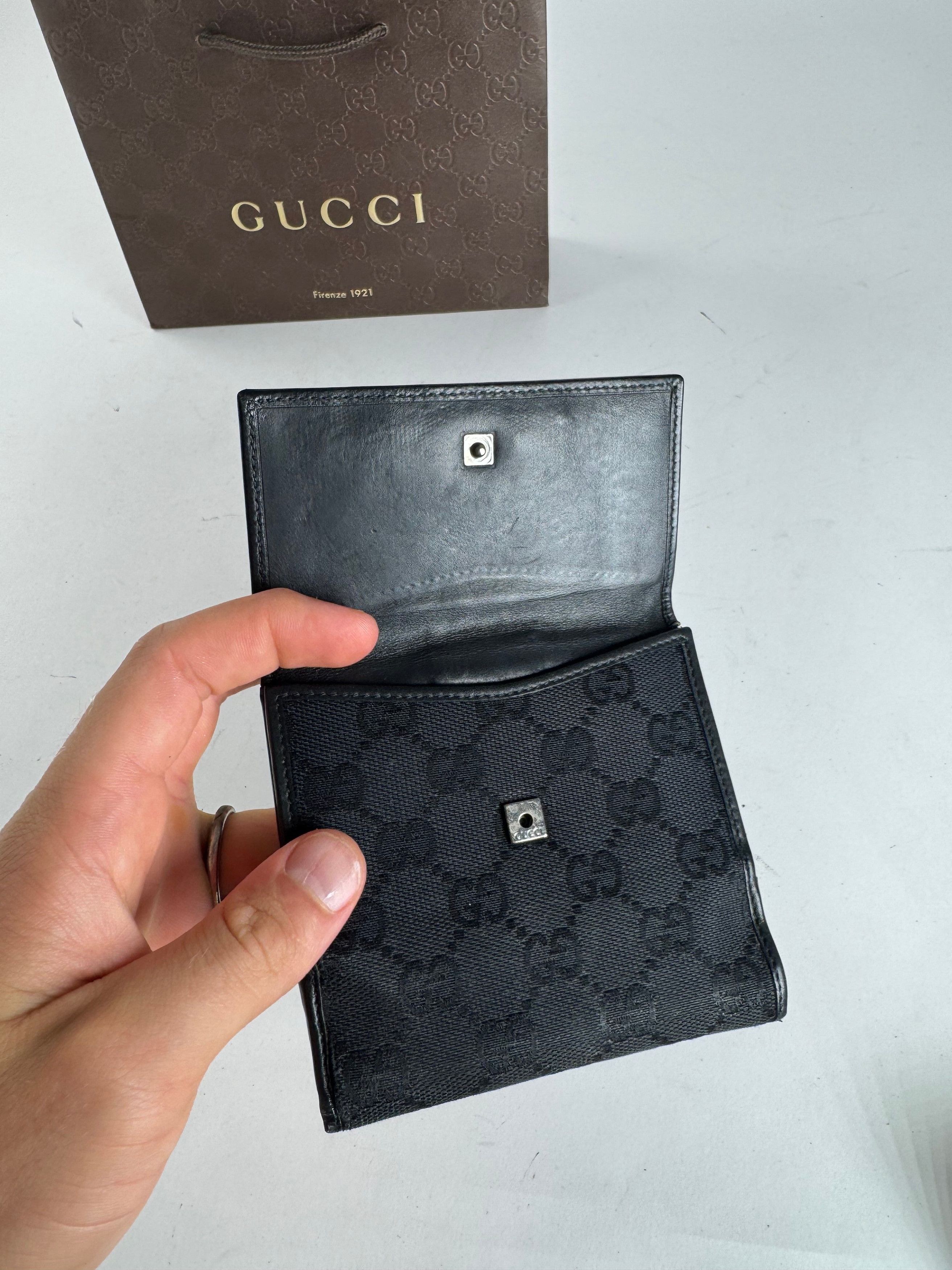 Gucci Vintage Leather Monogram Wallet black Size ONE SIZE - 3 Thumbnail