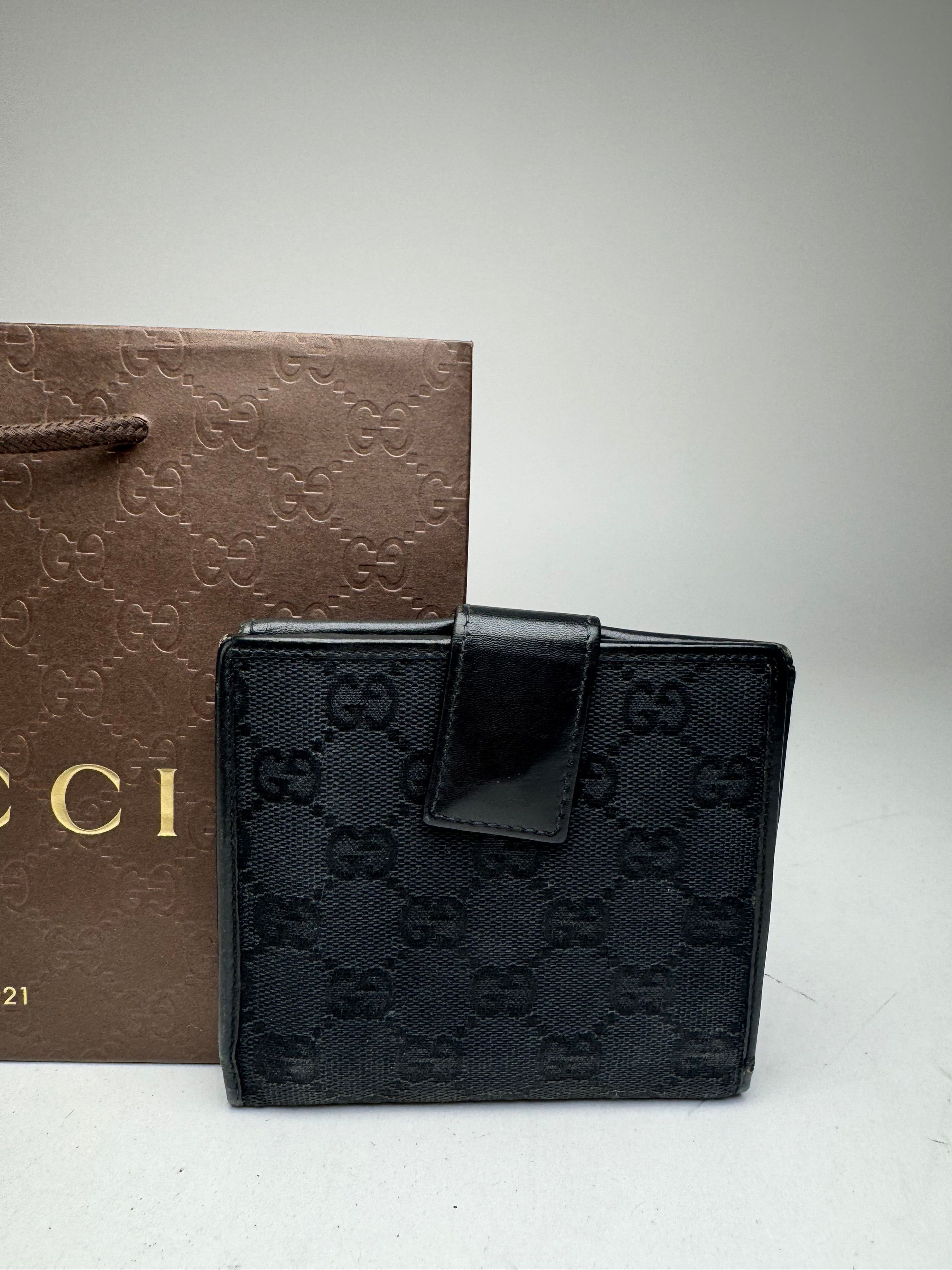 Gucci Vintage Leather Monogram Wallet black Size ONE SIZE - 8 Thumbnail