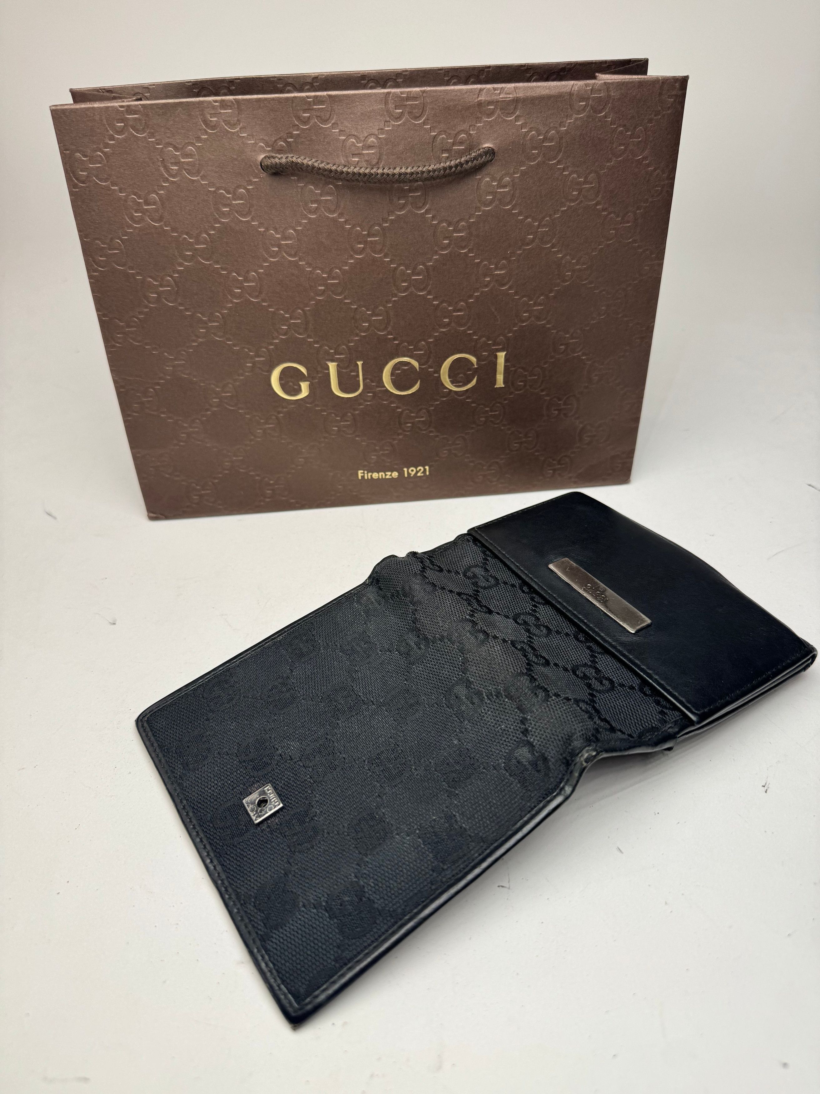 Gucci Vintage Leather Monogram Wallet black Size ONE SIZE - 10 Thumbnail