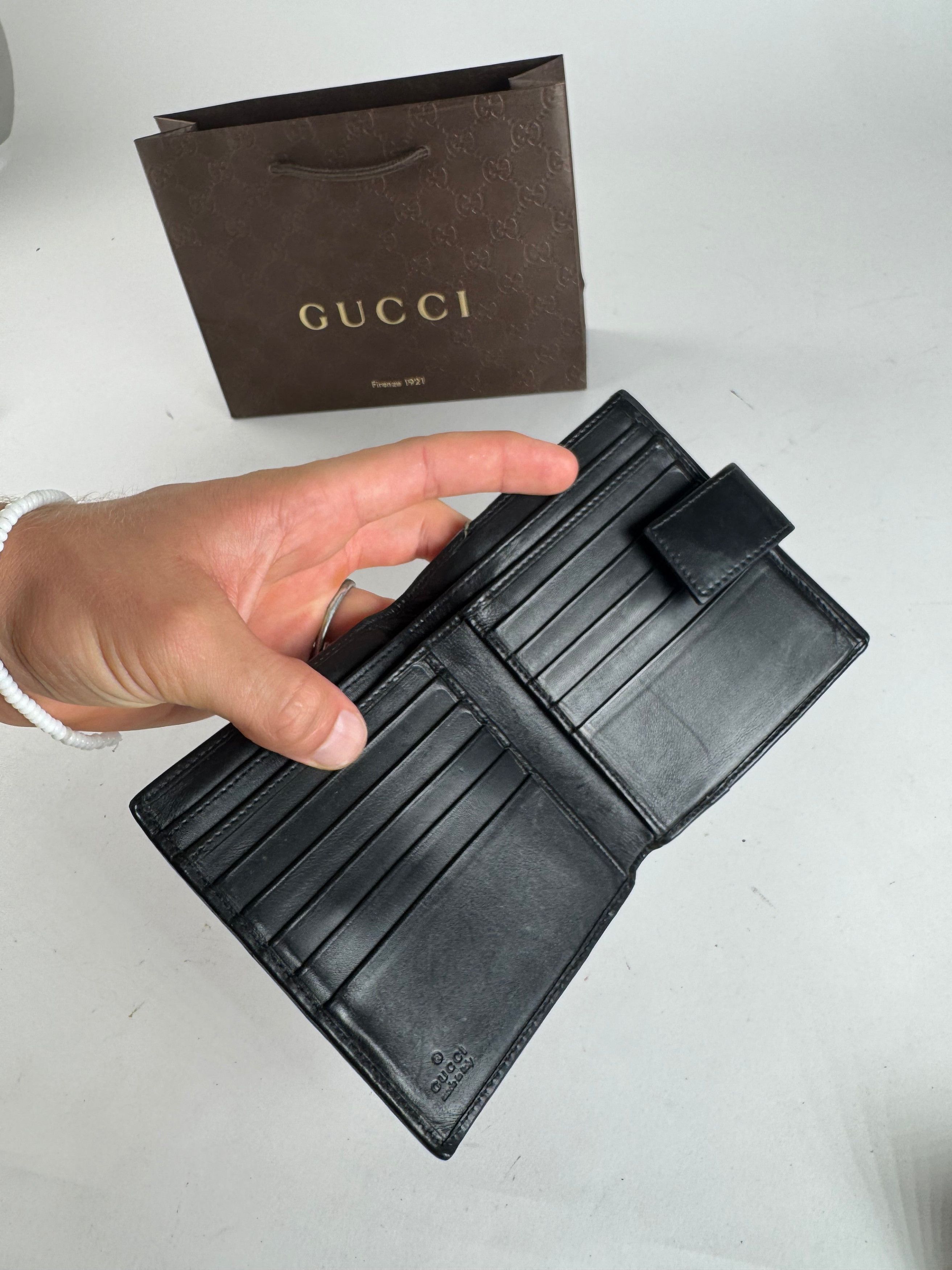 Gucci Vintage Leather Monogram Wallet black Size ONE SIZE - 4 Thumbnail