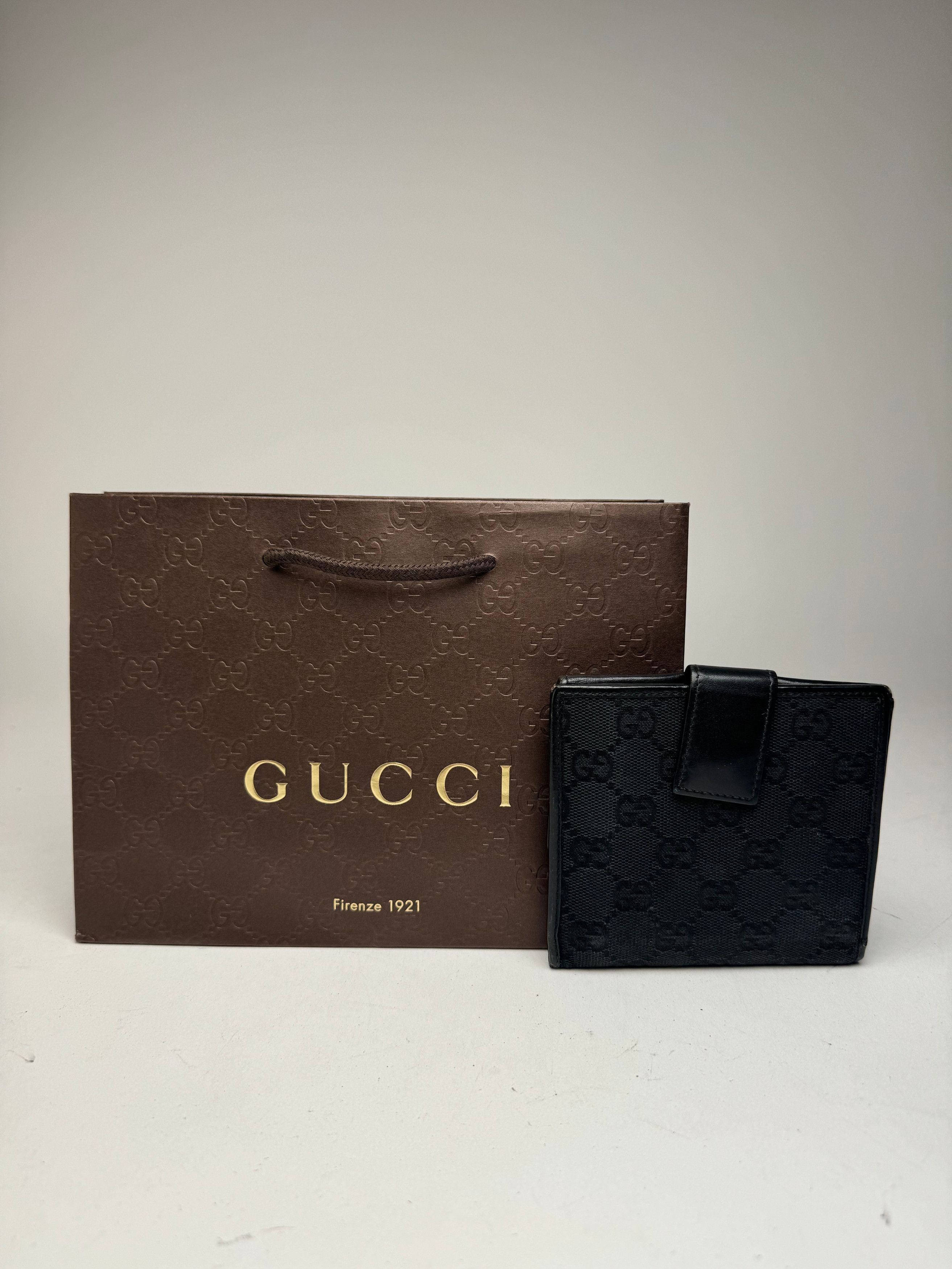Gucci Vintage Leather Monogram Wallet black Size ONE SIZE - 2 Thumbnail