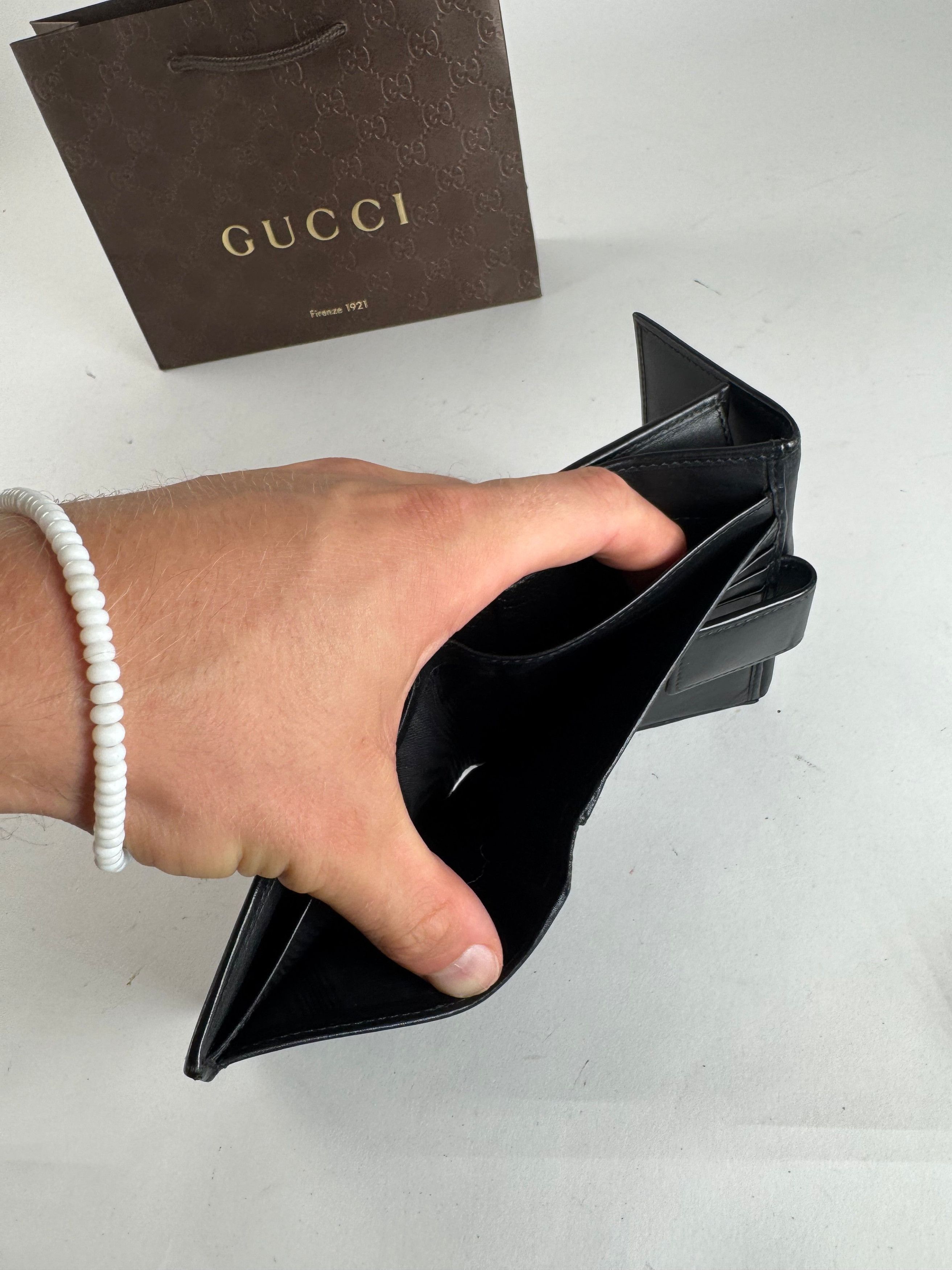 Gucci Vintage Leather Monogram Wallet black Size ONE SIZE - 9 Thumbnail