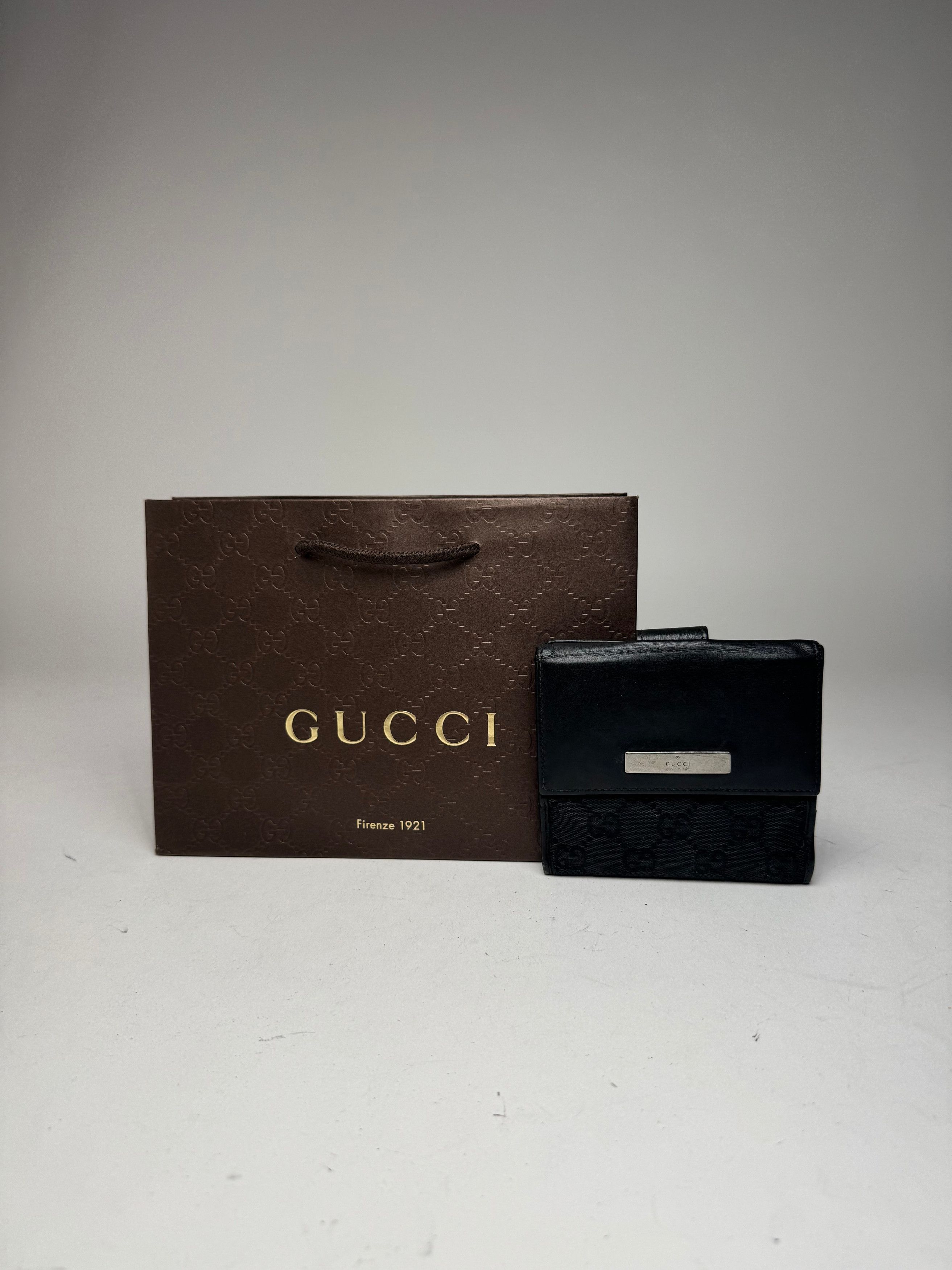 Gucci Vintage Leather Monogram Wallet black Size ONE SIZE - 13 Thumbnail