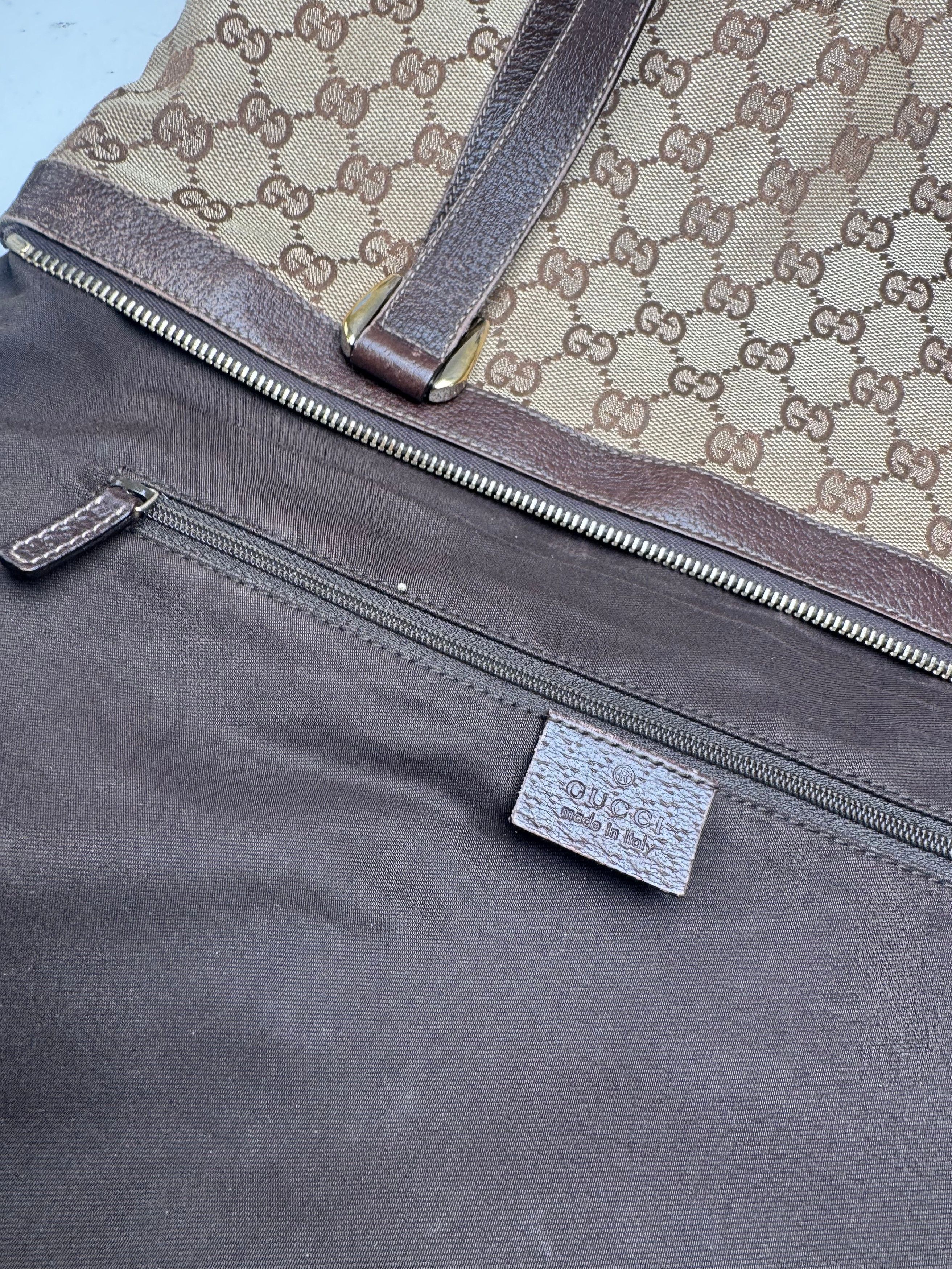 Gucci Vintage Monogram Handbag Beige Brown Size ONE SIZE - 3 Thumbnail