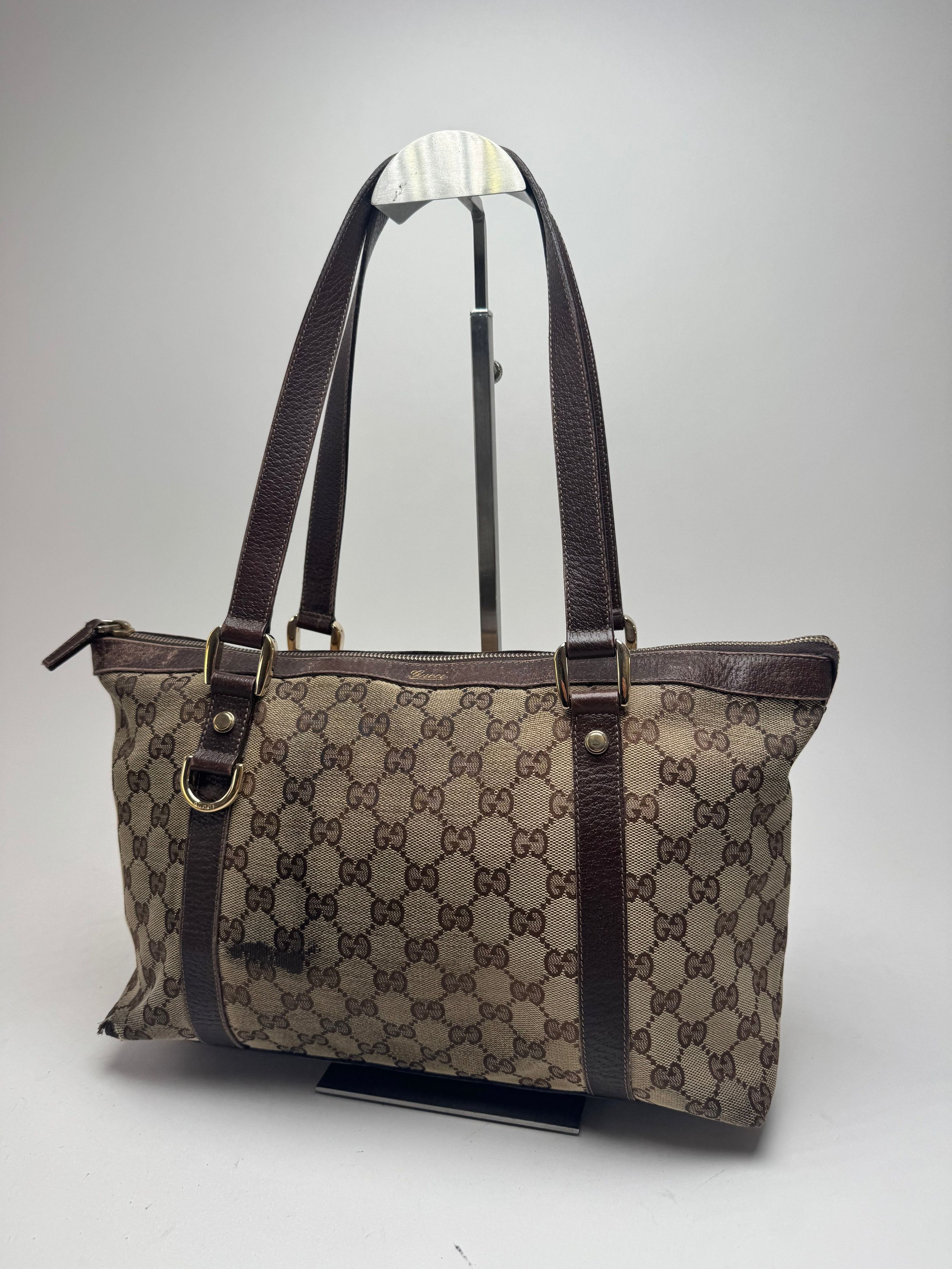 Gucci Vintage Monogram Handbag Beige Brown Size ONE SIZE - 5 Thumbnail