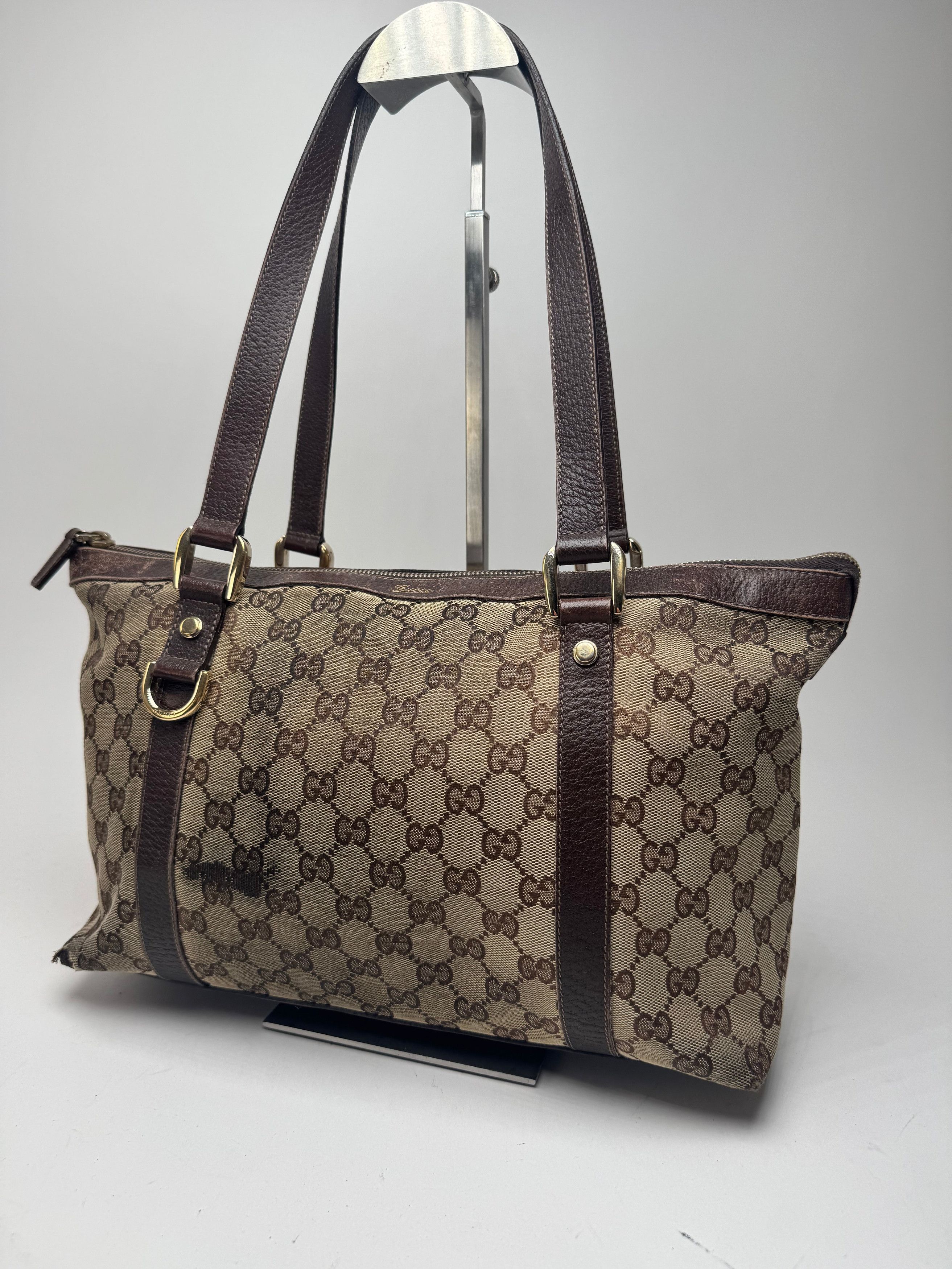 Gucci Vintage Monogram Handbag Beige Brown Size ONE SIZE - 8 Thumbnail