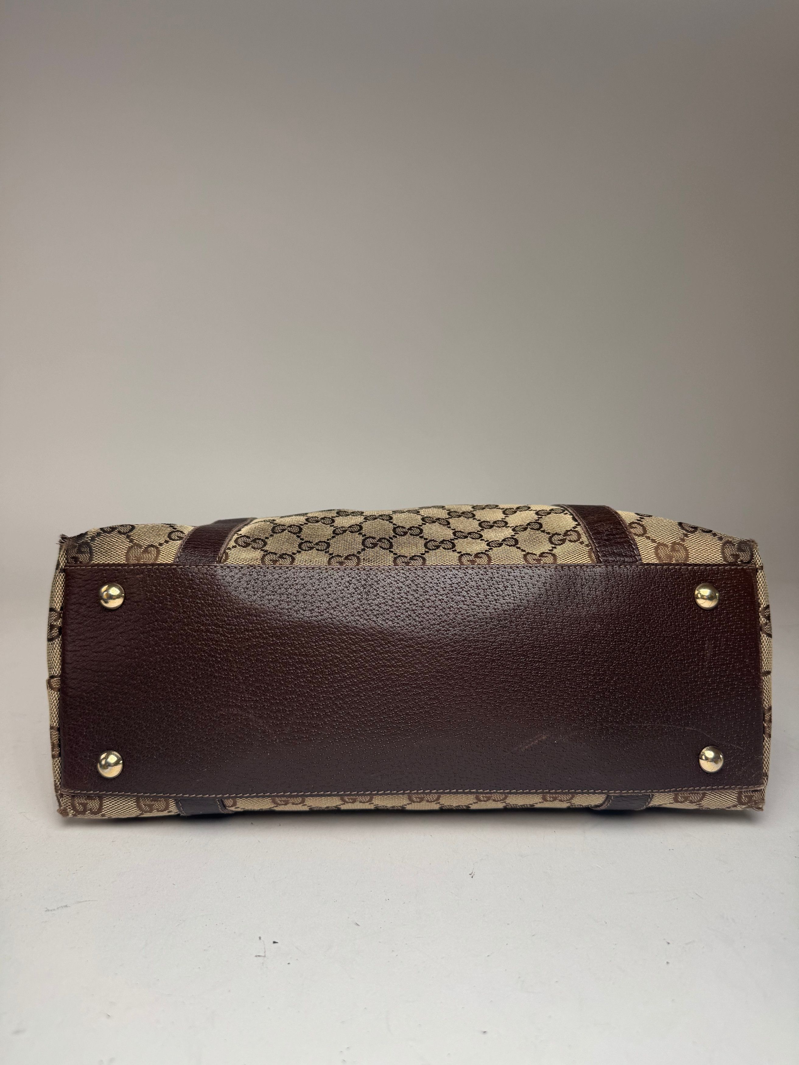 Gucci Vintage Monogram Handbag Beige Brown Size ONE SIZE - 15 Thumbnail