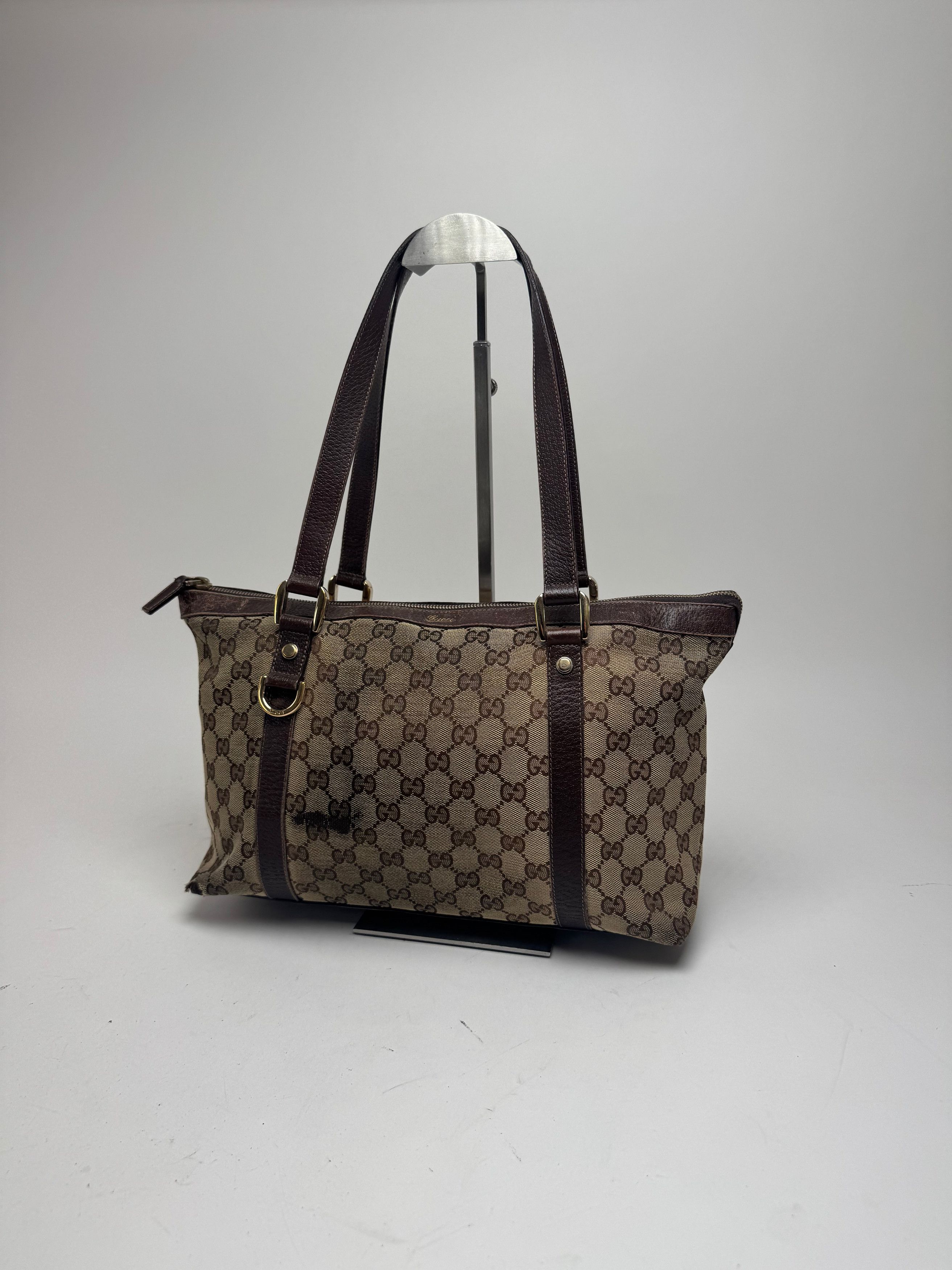 Gucci Vintage Monogram Handbag Beige Brown Size ONE SIZE - 6 Thumbnail