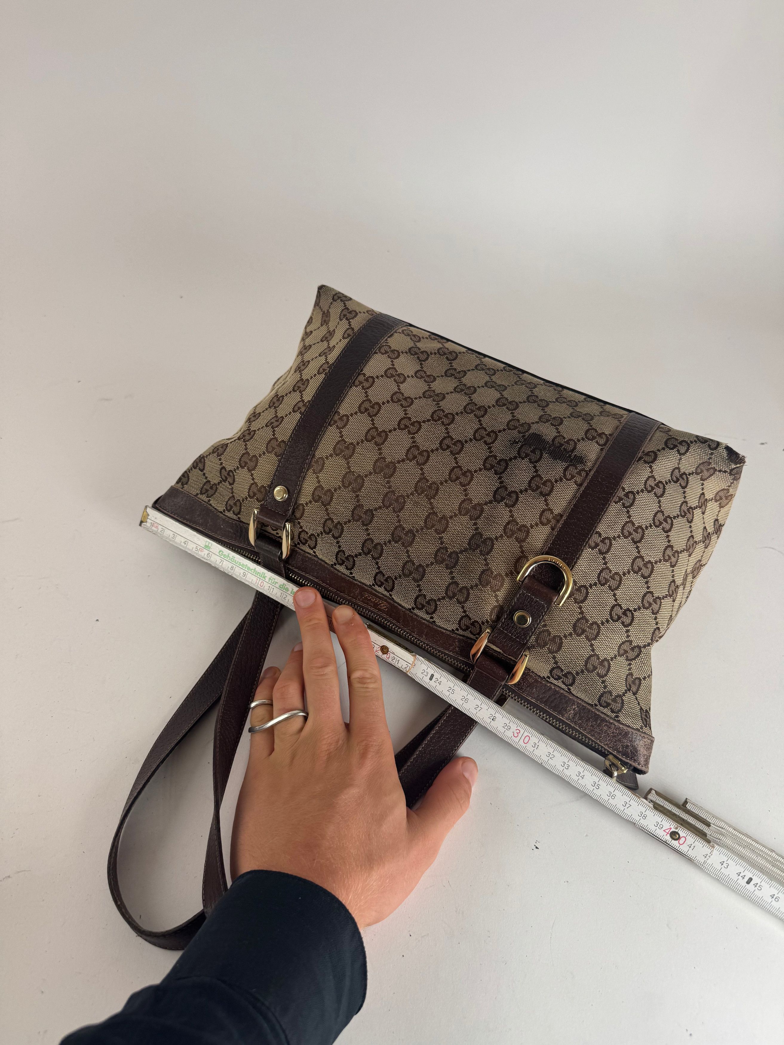 Gucci Vintage Monogram Handbag Beige Brown Size ONE SIZE - 13 Thumbnail