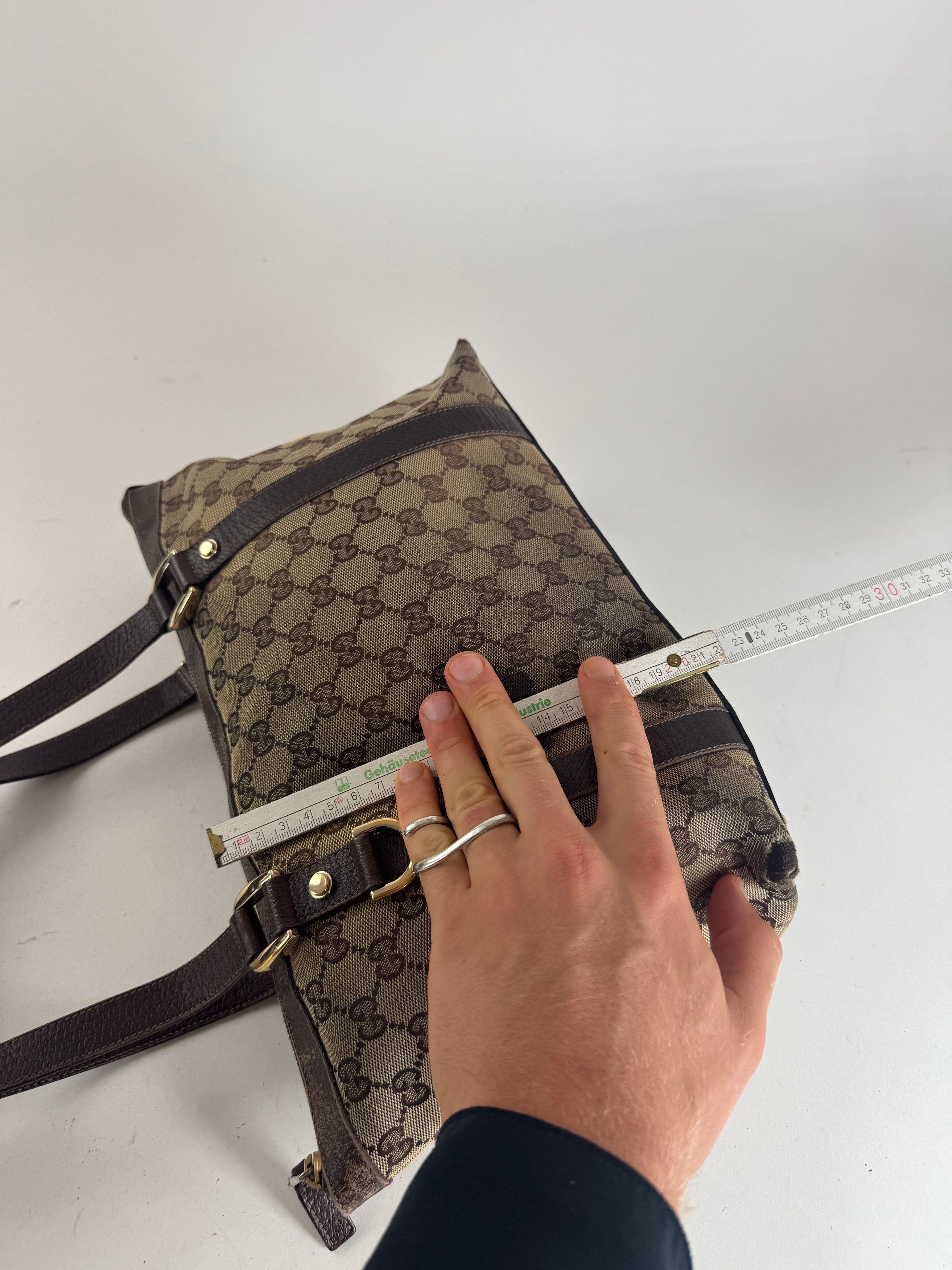 Gucci Vintage Monogram Handbag Beige Brown Size ONE SIZE - 14 Thumbnail