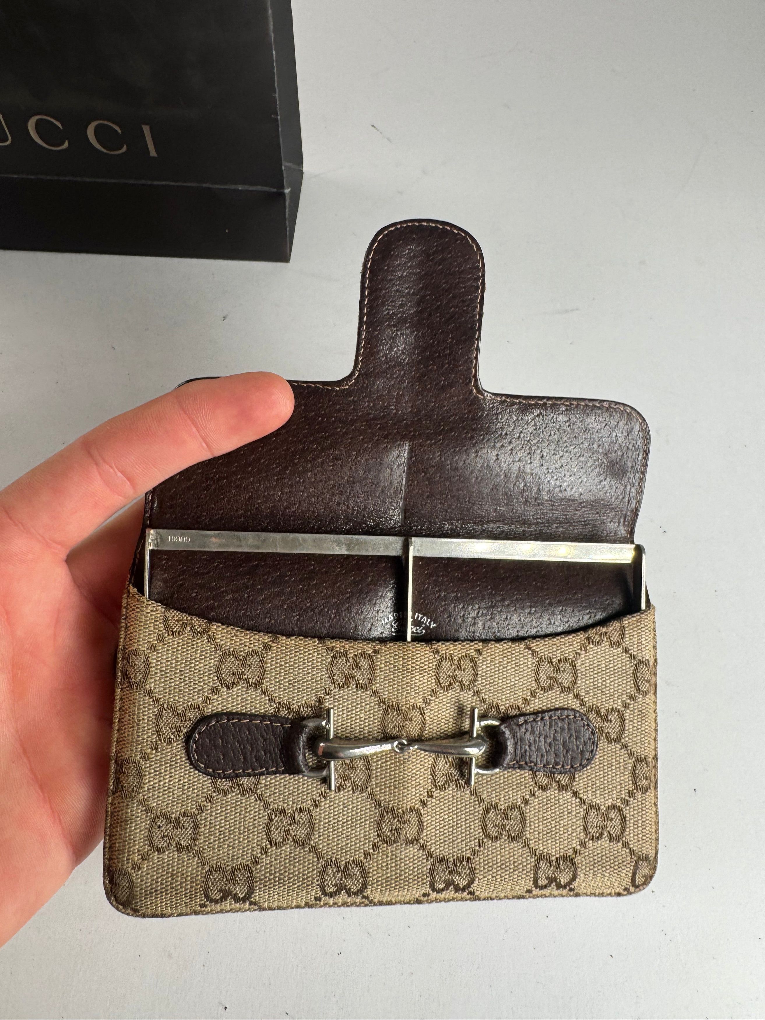 Gucci Vintage Monogram Leather Card Holder Horsebit Beige Size ONE SIZE - 8 Thumbnail