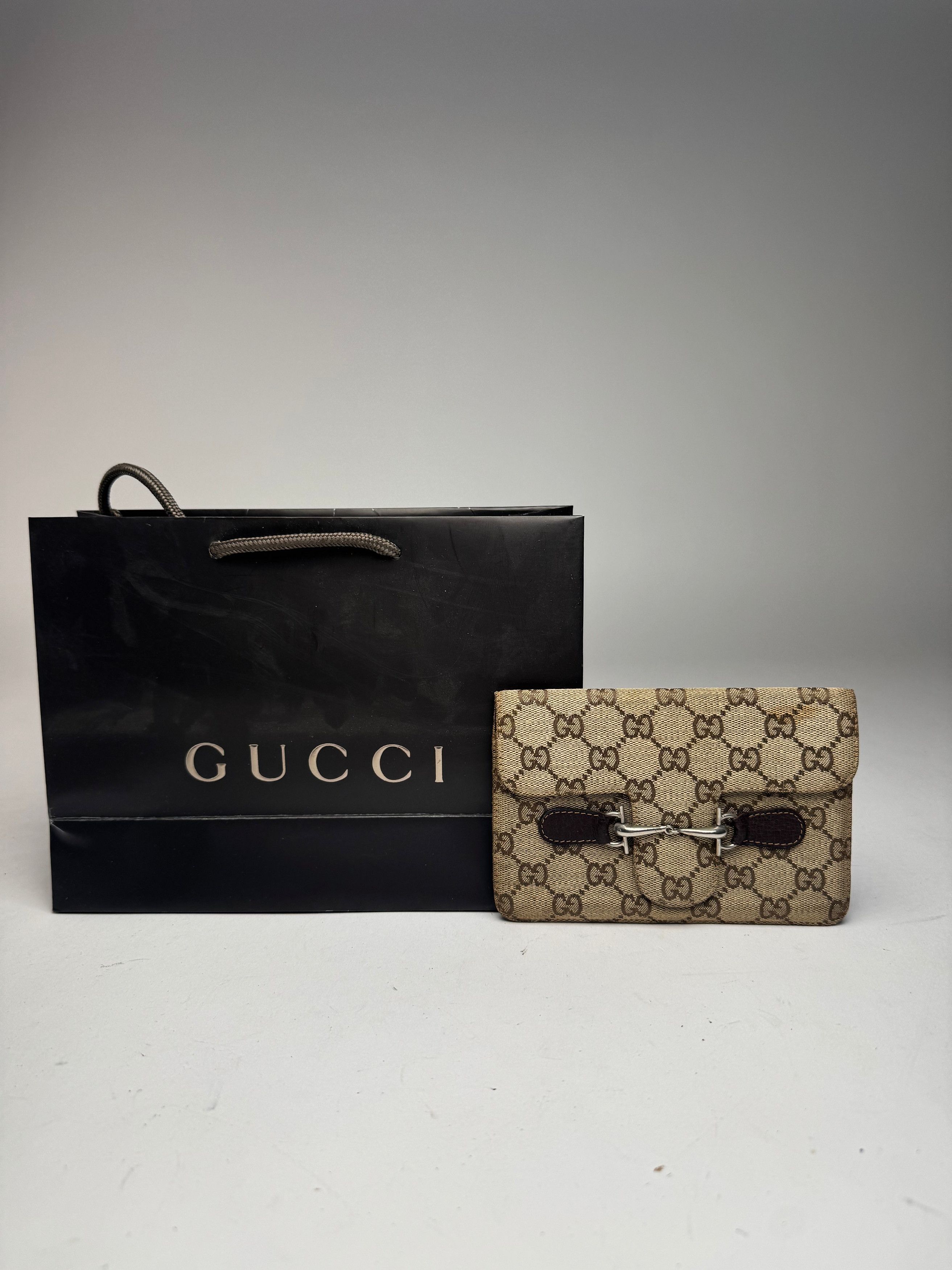 Gucci Vintage Monogram Leather Card Holder Horsebit Beige Size ONE SIZE - 3 Thumbnail