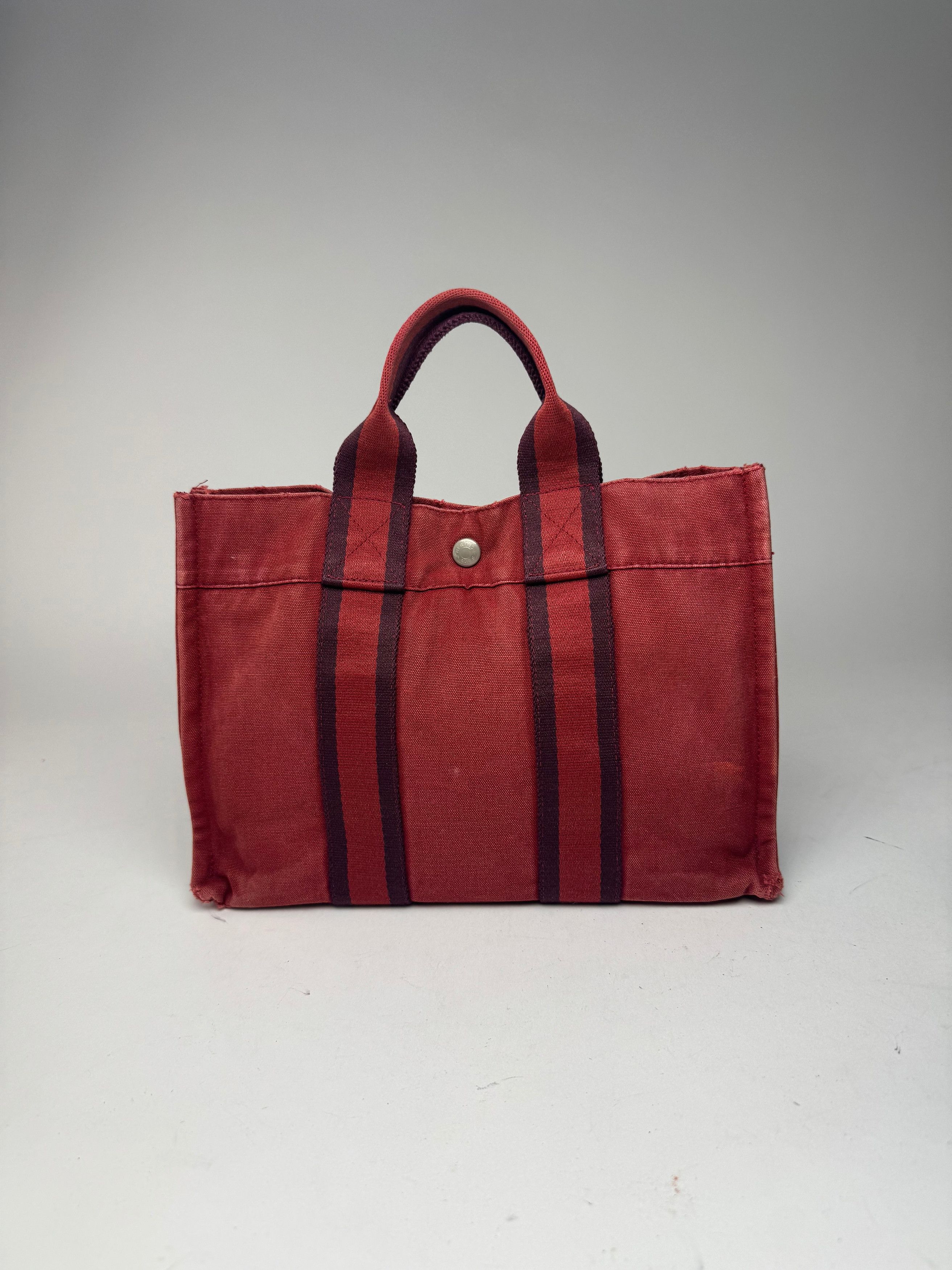 Other Vintage Hermes mini Canvas Tote Bag red Black Size ONE SIZE - 7 Thumbnail