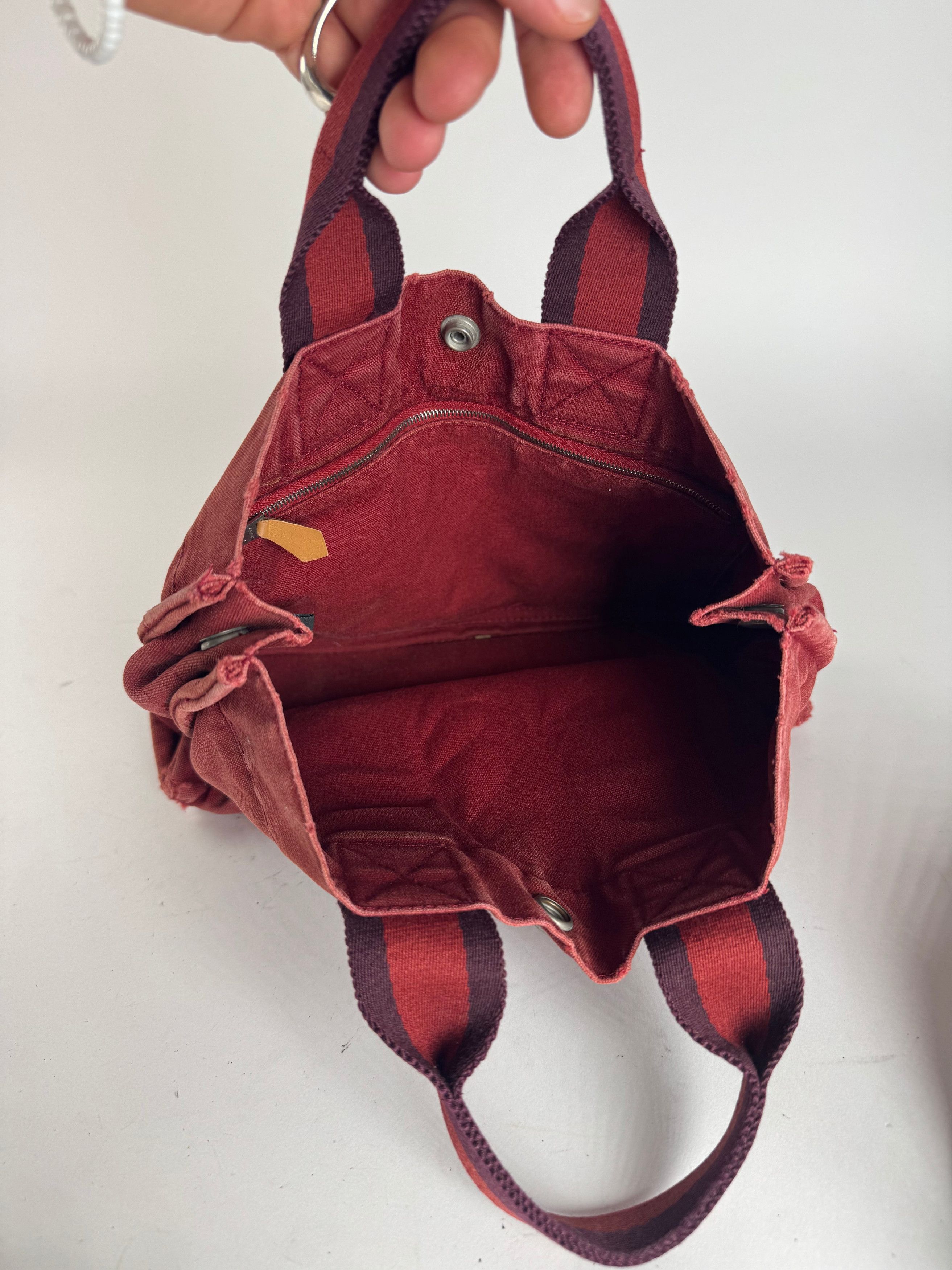 Other Vintage Hermes mini Canvas Tote Bag red Black Size ONE SIZE - 3 Thumbnail