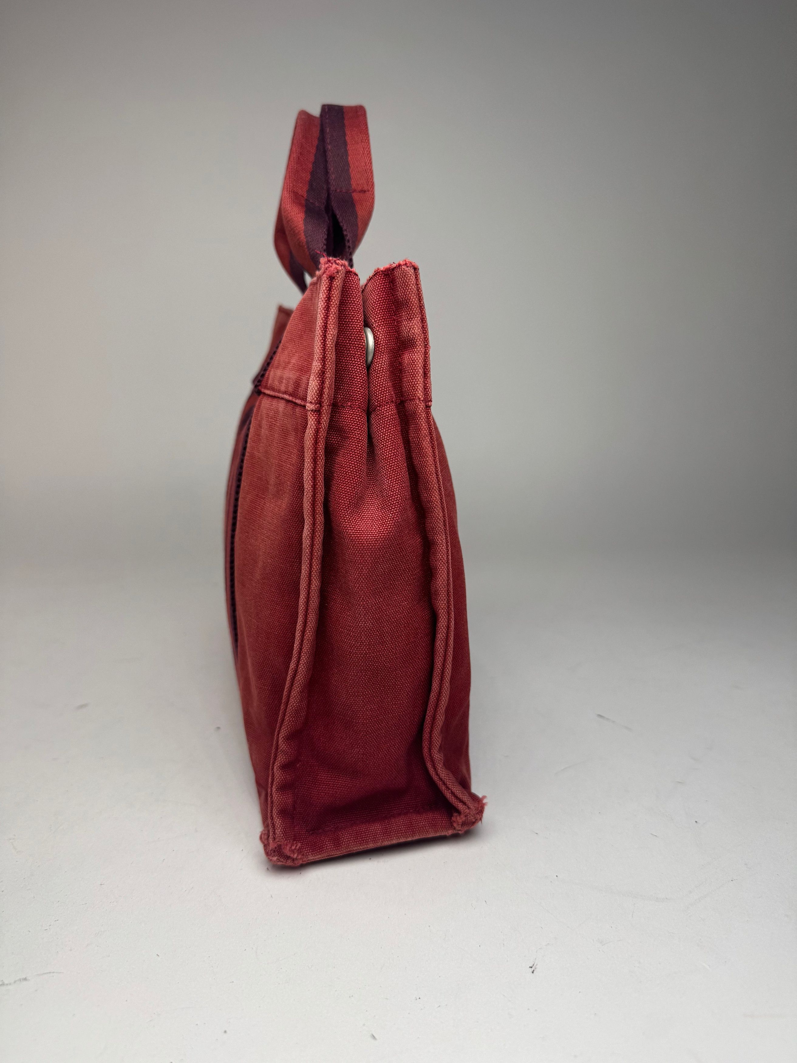 Other Vintage Hermes mini Canvas Tote Bag red Black Size ONE SIZE - 2 Thumbnail