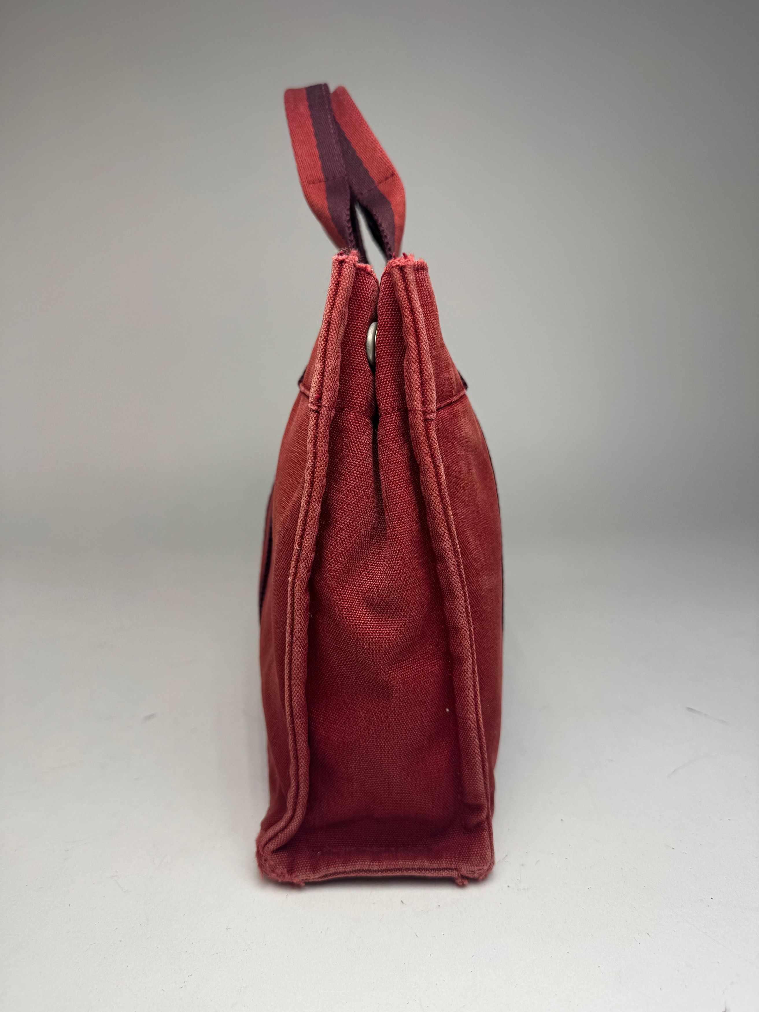 Other Vintage Hermes mini Canvas Tote Bag red Black Size ONE SIZE - 9 Thumbnail