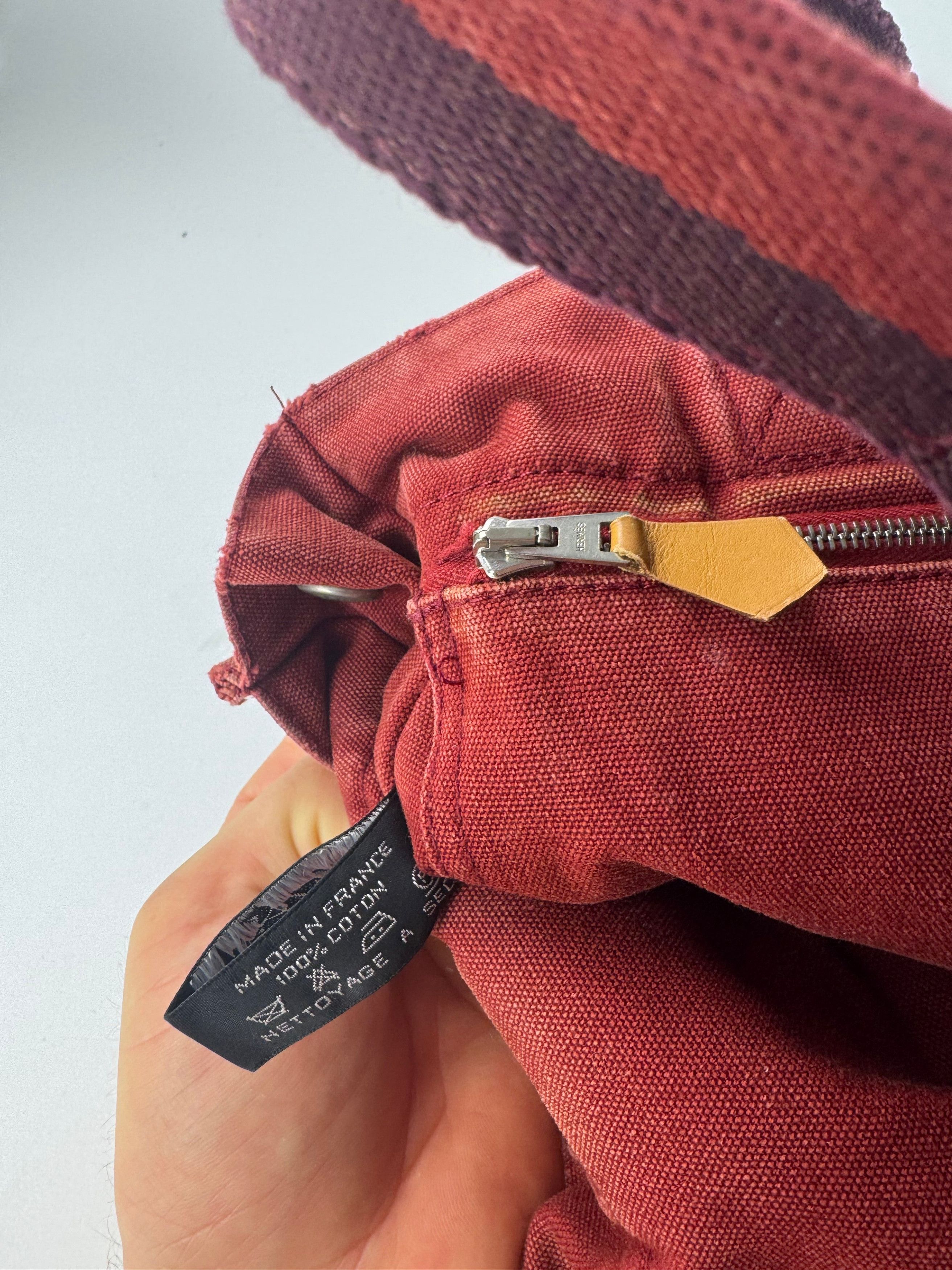 Other Vintage Hermes mini Canvas Tote Bag red Black Size ONE SIZE - 6 Thumbnail