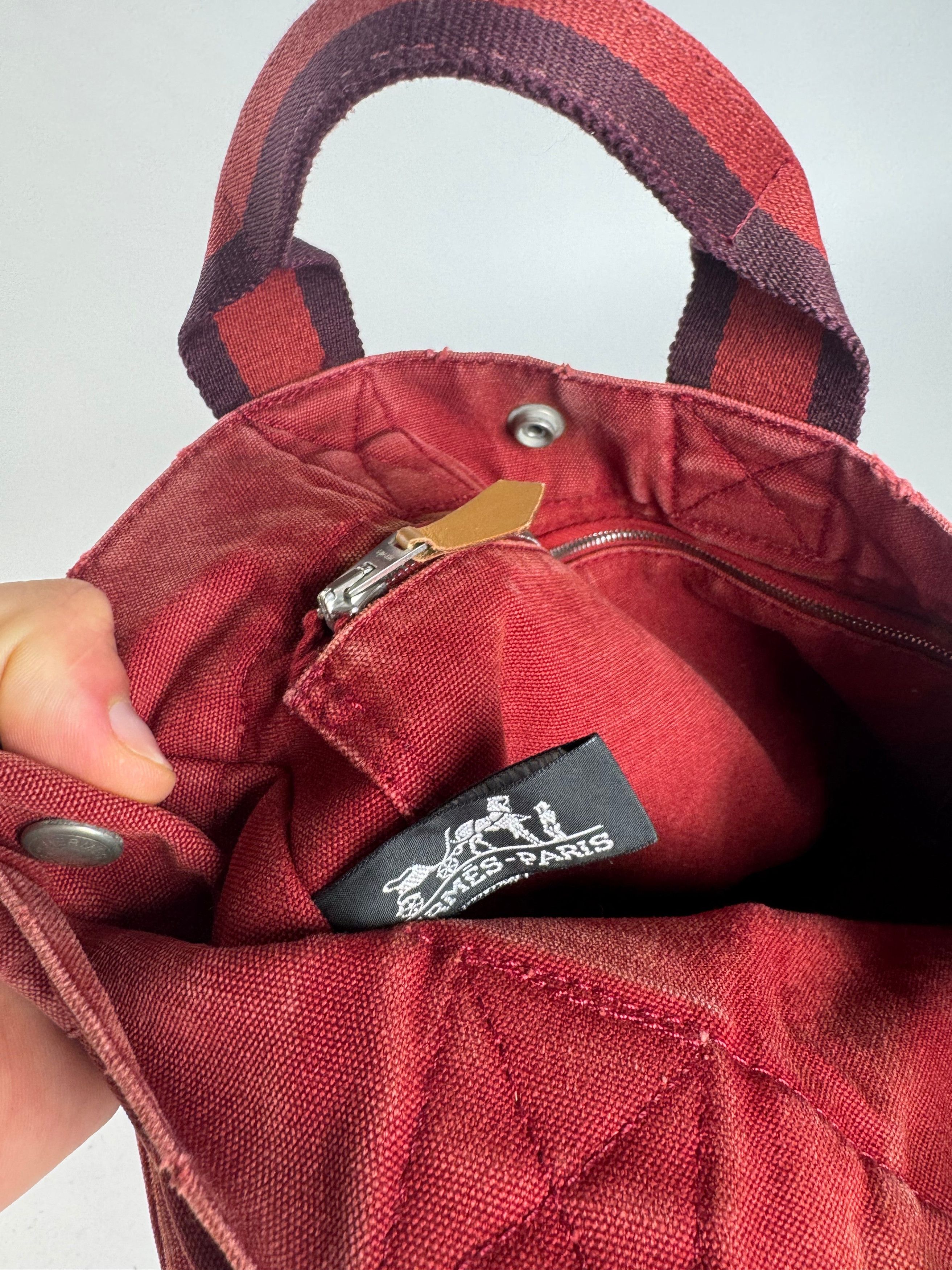 Other Vintage Hermes mini Canvas Tote Bag red Black Size ONE SIZE - 5 Thumbnail
