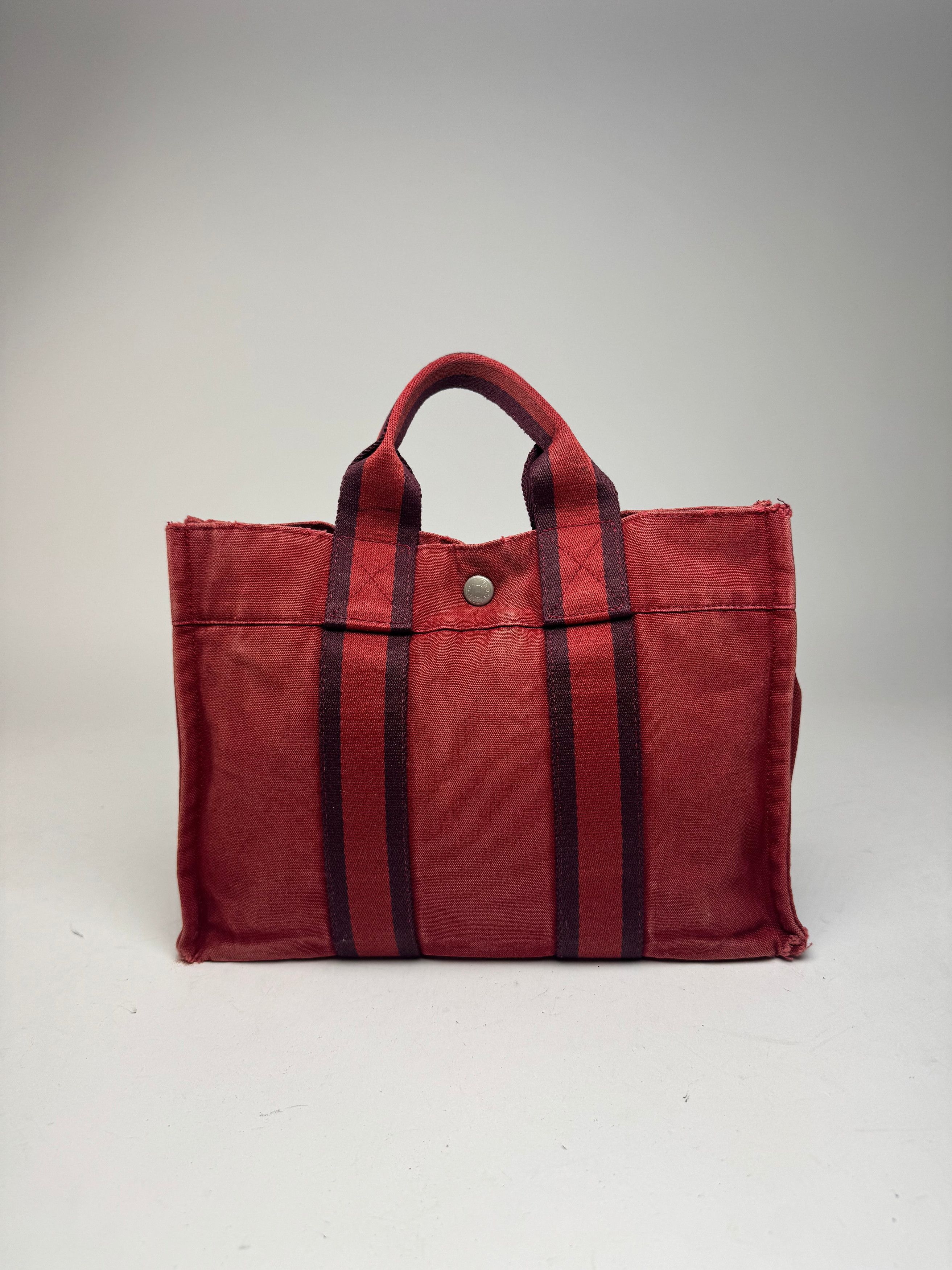 Other Vintage Hermes mini Canvas Tote Bag red Black Size ONE SIZE - 4 Thumbnail