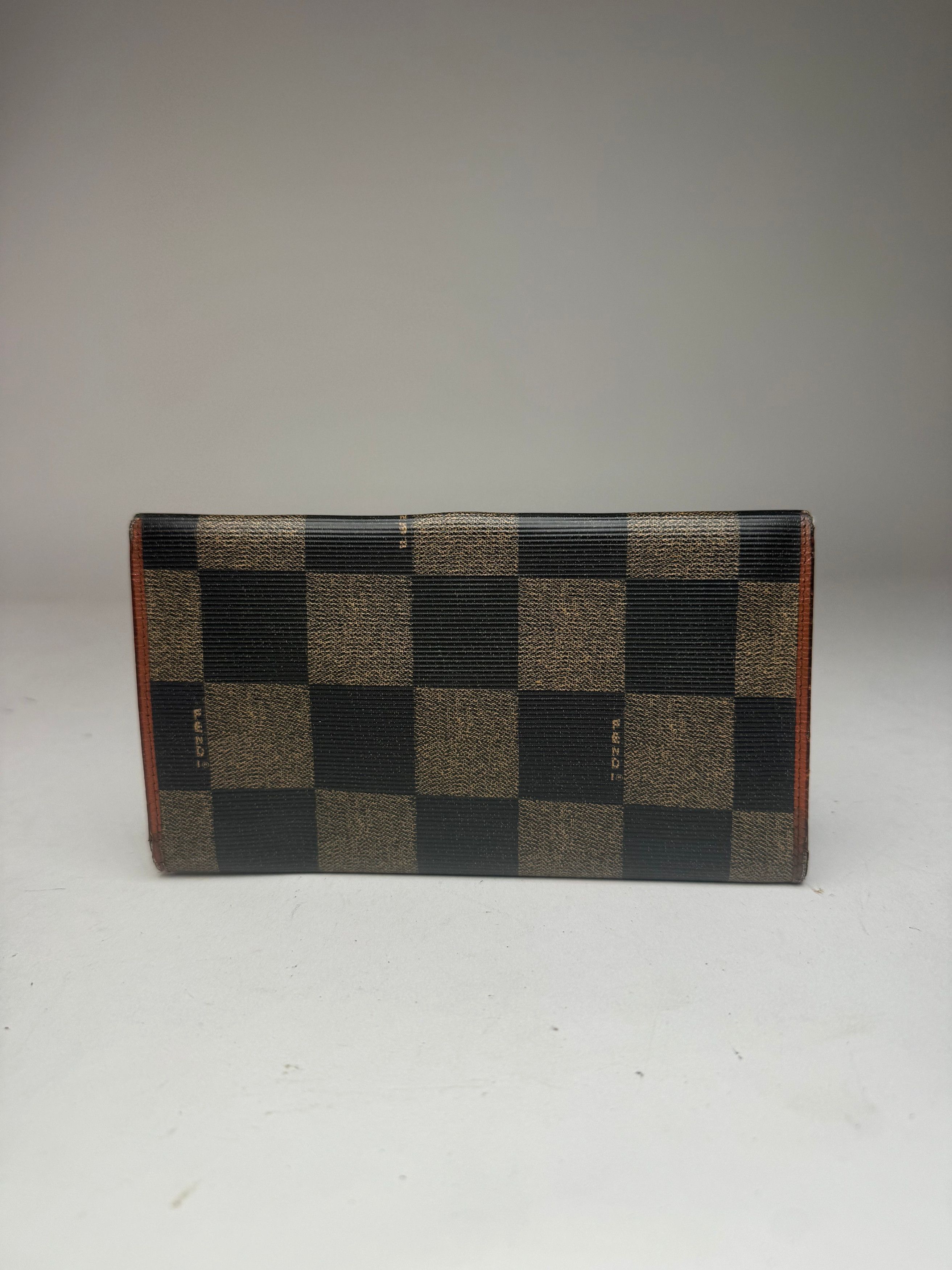 Fendi Vintage Checked Leather Wallet Brown Size ONE SIZE - 8 Thumbnail