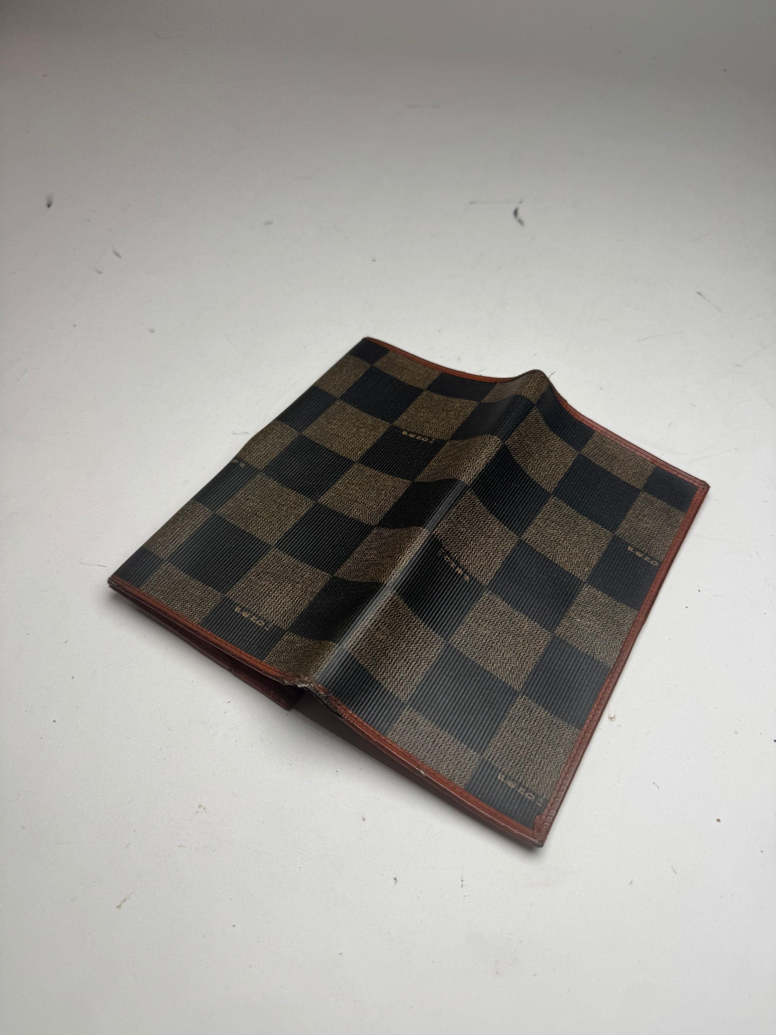 Fendi Vintage Checked Leather Wallet Brown Size ONE SIZE - 9 Thumbnail