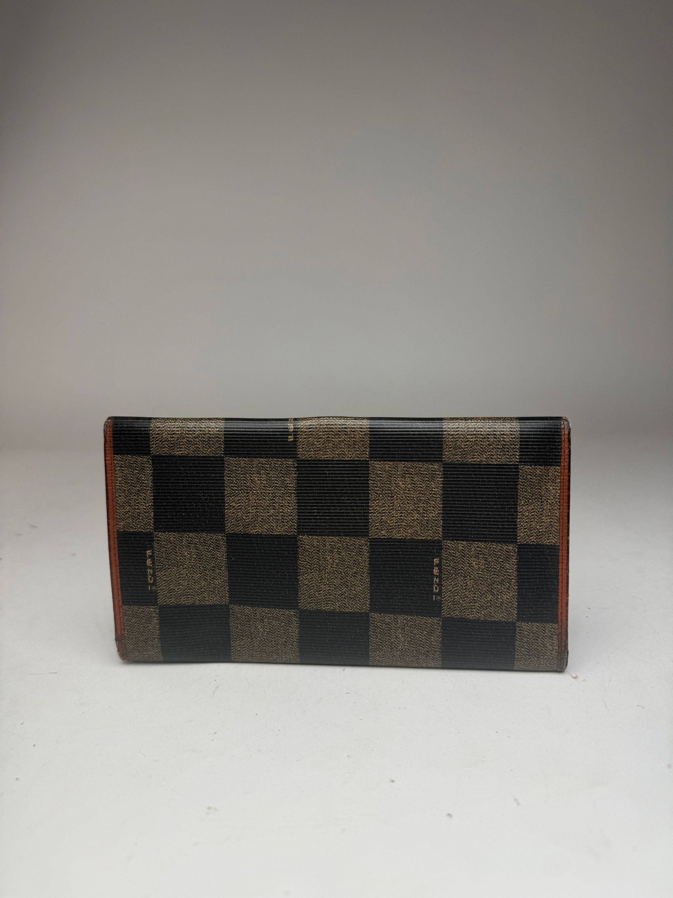 Fendi Vintage Checked Leather Wallet Brown Size ONE SIZE - 2 Thumbnail