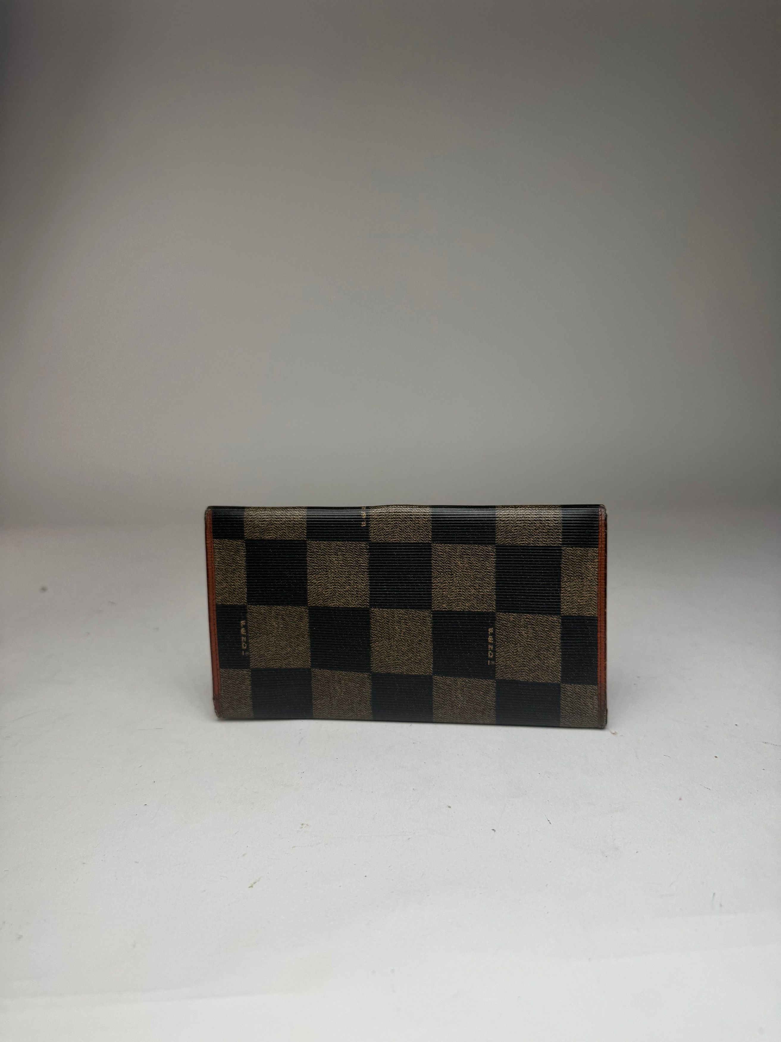 Fendi Vintage Checked Leather Wallet Brown Size ONE SIZE - 14 Thumbnail