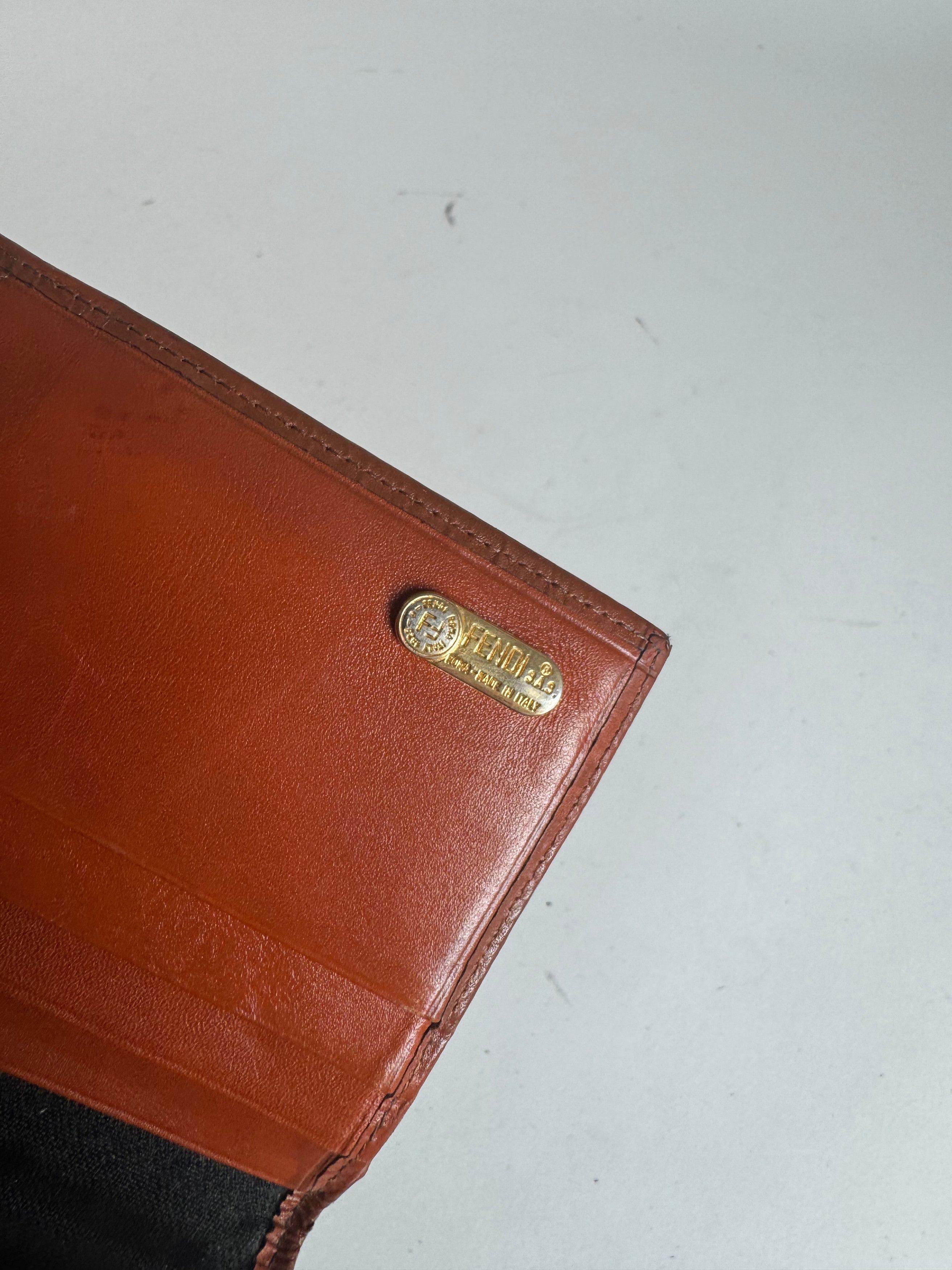 Fendi Vintage Checked Leather Wallet Brown Size ONE SIZE - 5 Thumbnail