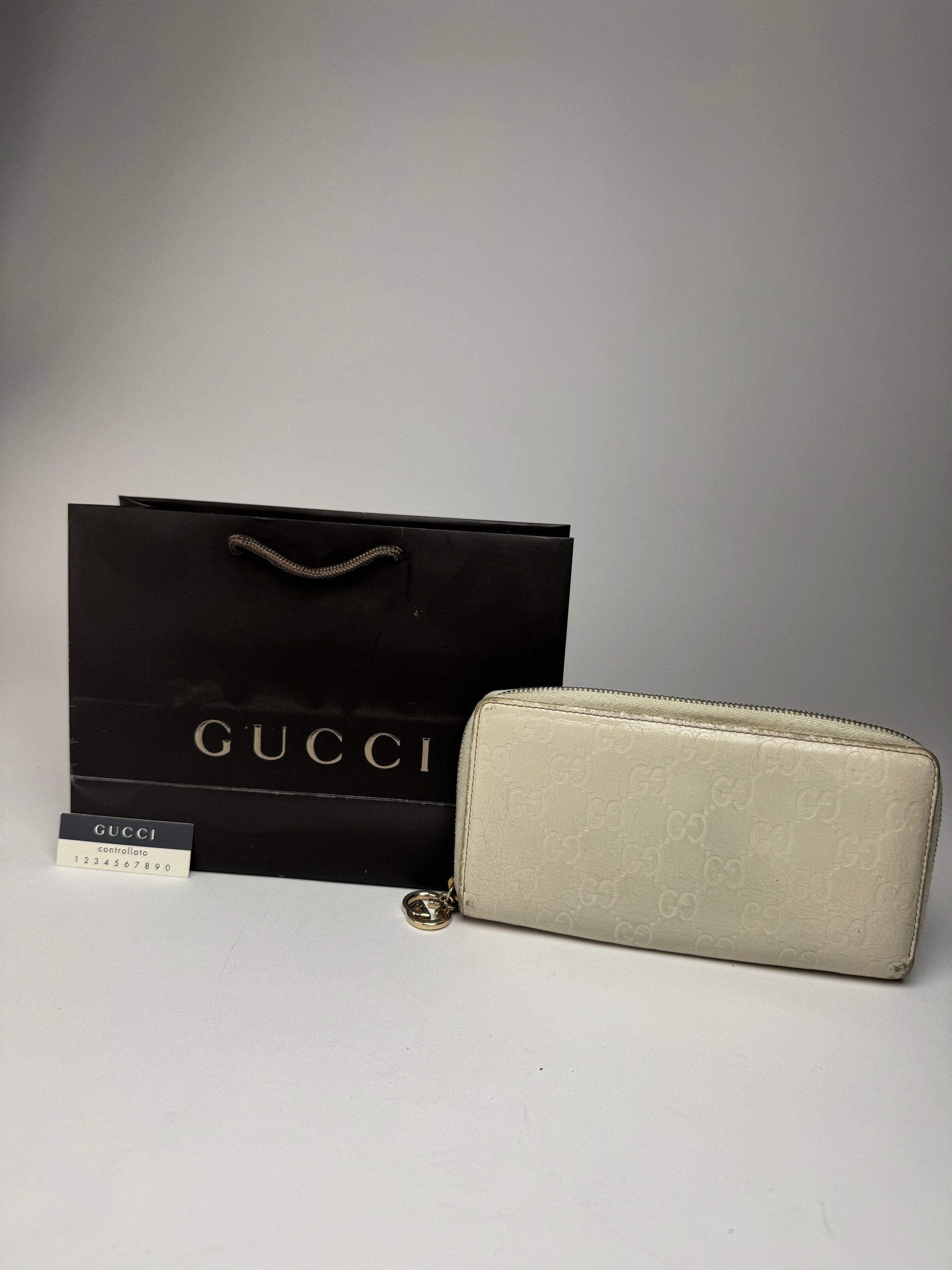 Gucci Vintage Leather Monogram Wallet white Size ONE SIZE - 8 Thumbnail