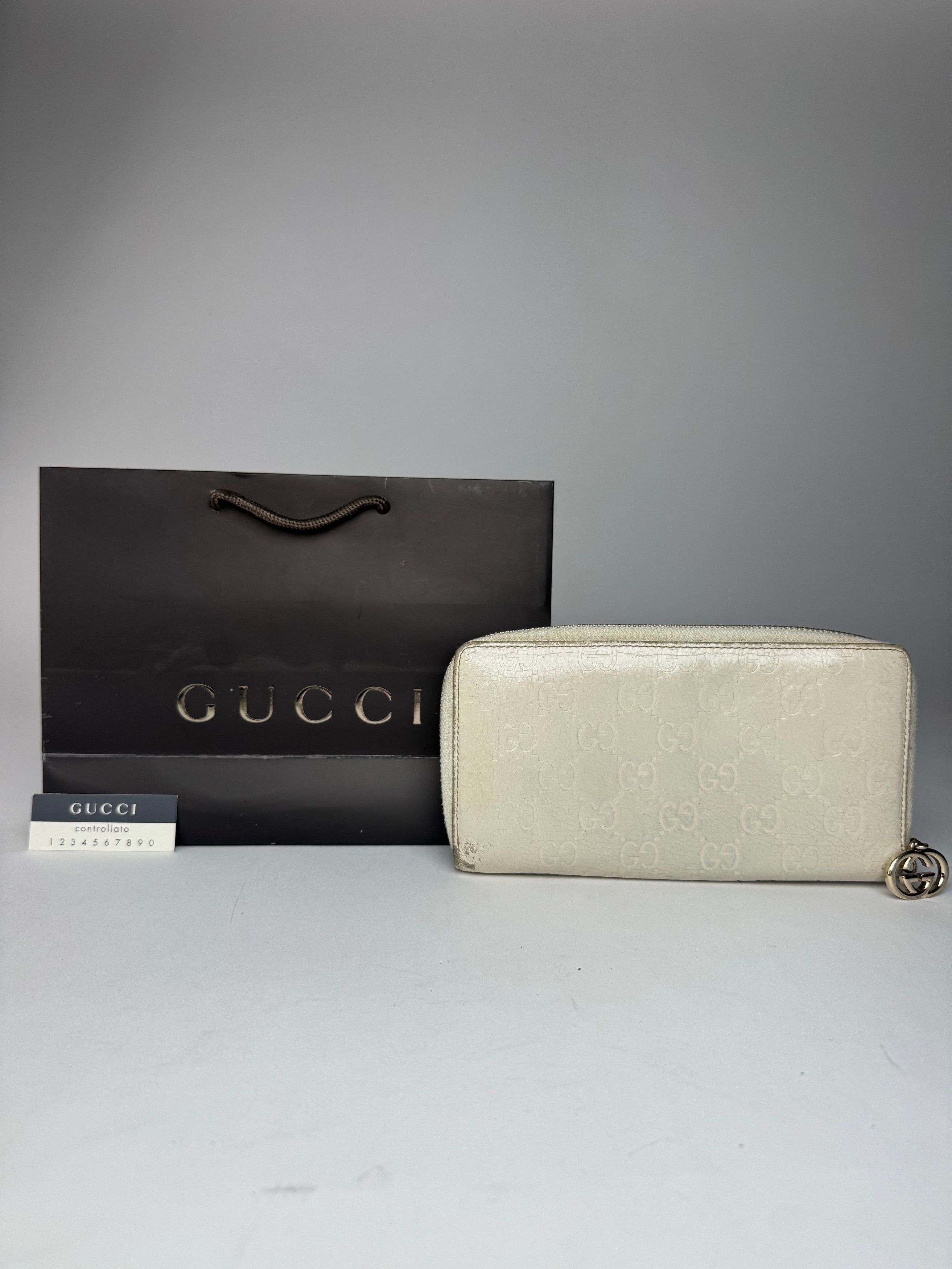 Gucci Vintage Leather Monogram Wallet white Size ONE SIZE - 6 Thumbnail