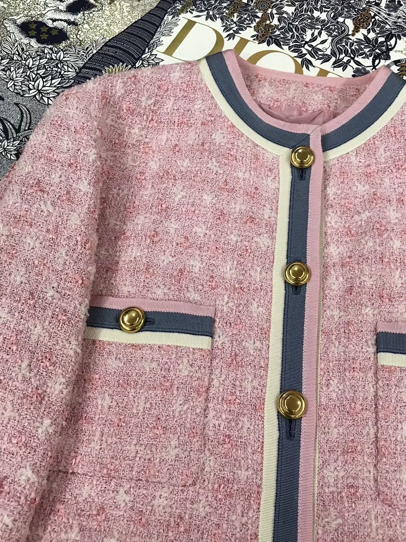 Gucci Gucci Pink Knit Coat with Gold Buttons - dmc Size US M / EU 48-50 / 2 - 3 Thumbnail