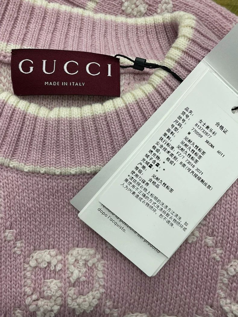 Gucci Gucci Pink White Logo Knit Short Sleeve - dmc Size US M / EU 48-50 / 2 - 4 Thumbnail