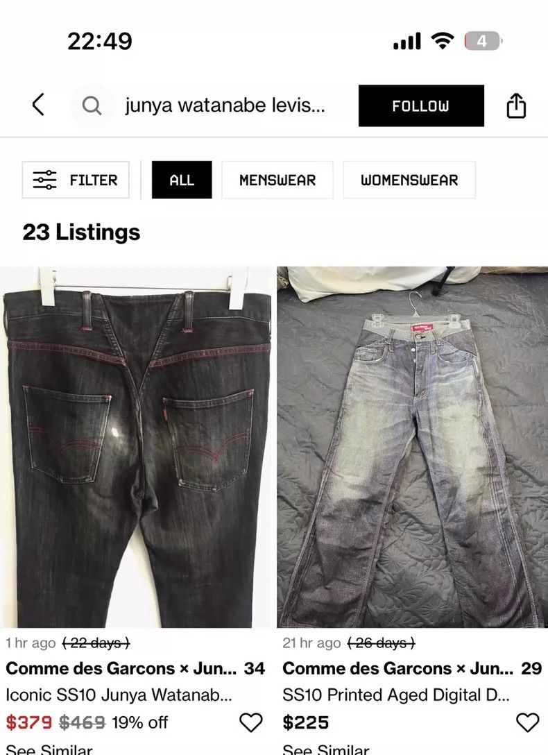 Junya Watanabe Junya Watanabe Levi's Men's Jeans - dmc Size US 31 - 5 Thumbnail