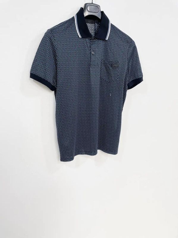 Prada Prada Men's Navy Cotton Checkered Polo Shirt Size US S / EU 44-46 / 1 - 3 Thumbnail