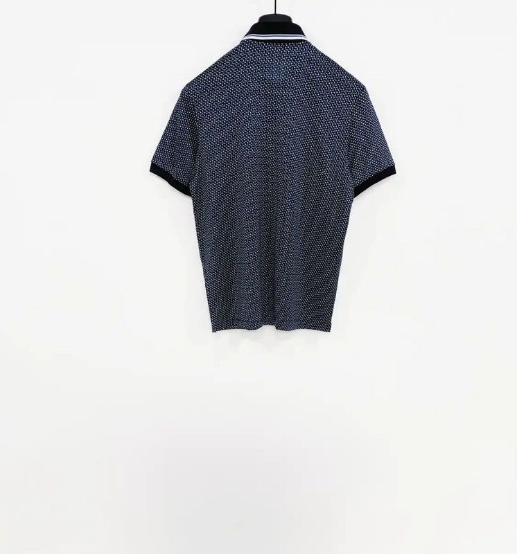 Prada Prada Men's Navy Cotton Checkered Polo Shirt Size US S / EU 44-46 / 1 - 2 Thumbnail