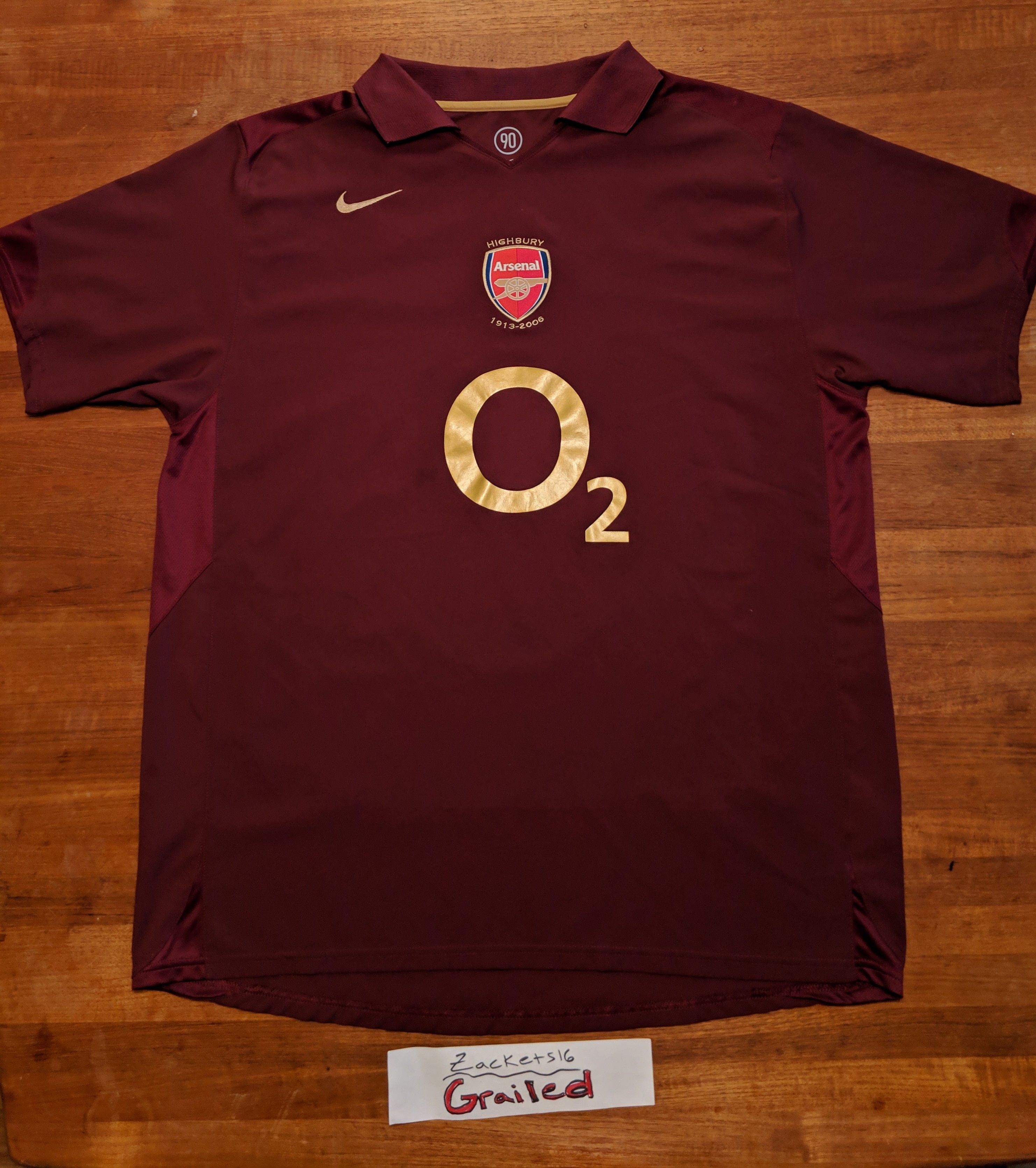 NIKE Vintage Arsenal 02 Football Jersey, Burgundy & Gold, Sz. XL *Mint Condition