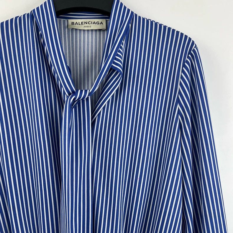 Balenciaga Balenciaga Blue White Stripe Top - dmc Size US XS / EU 42 / 0 - 4 Thumbnail