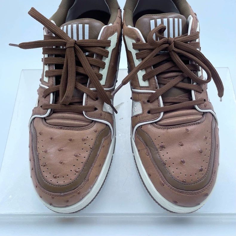 Louis Vuitton Louis Vuitton Trainer Brown Ostrich Sneakers - dmc Size US 7.5 / EU 40-41 - 3 Thumbnail
