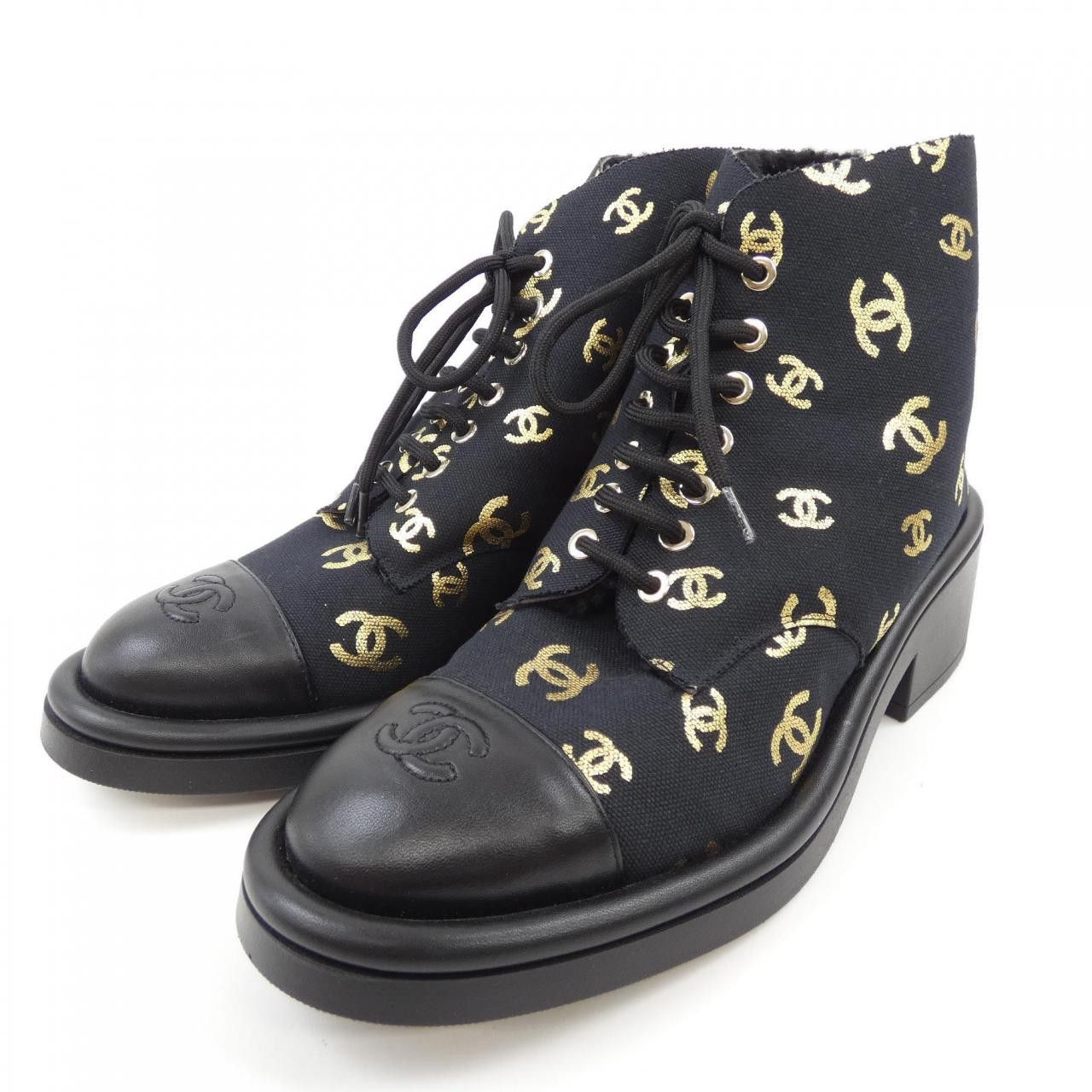 Chanel Chanel Chanel G39093Y56084 Print Fabric Lambskin Shearling Boots Leather Shoes G39093Y56084 DUTY FREE for USA Size ONE SIZE - 3 Thumbnail