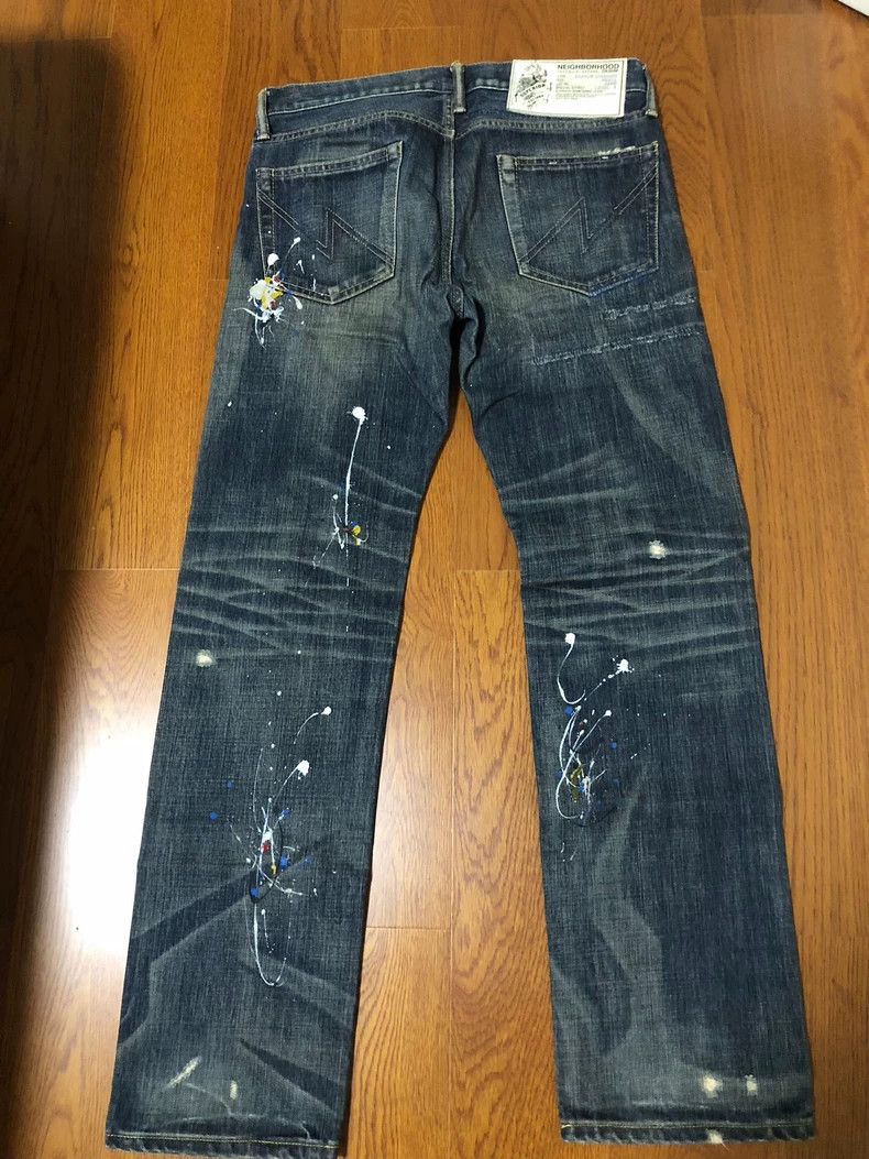 Neighborhood NEIGHBORHOOD 08EX Splatter Ink Knife Cut Jeans - dmc Size US 31 - 2 Thumbnail