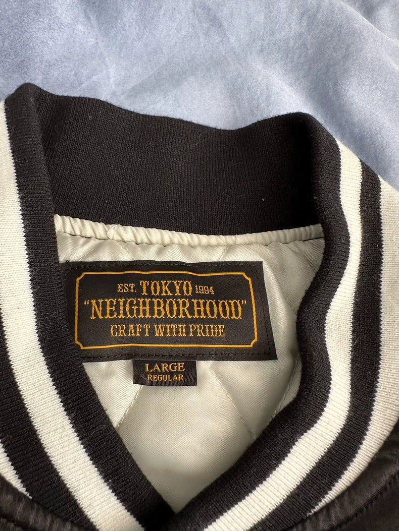 Neighborhood NEIGHBORHOOD 17AW Leather Logo Satin Jacket - dmc Size US L / EU 52-54 / 3 - 7 Thumbnail