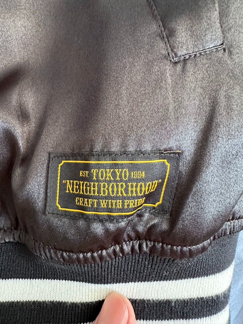 Neighborhood NEIGHBORHOOD 17AW Leather Logo Satin Jacket - dmc Size US L / EU 52-54 / 3 - 5 Thumbnail