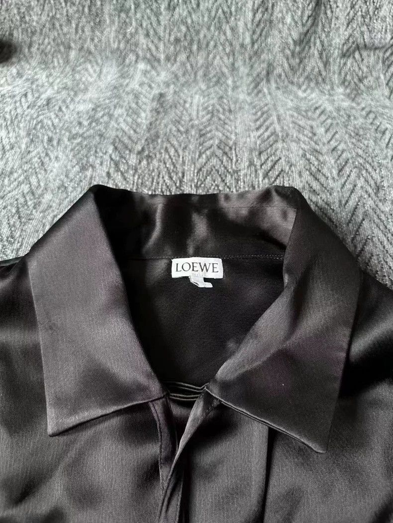 Loewe Loewe Black Silk Logo Button-Up Shirt - dmc Size US M / EU 48-50 / 2 - 3 Thumbnail