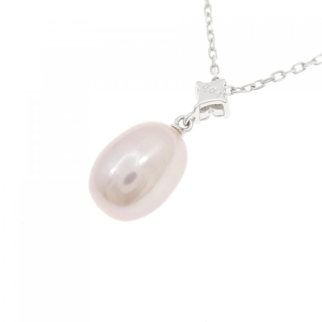 Mikimoto Pellita Mikimoto K18 White Gold Freshwater Pearl Diamond Necklace Metal Necklace DUTY FREE for USA