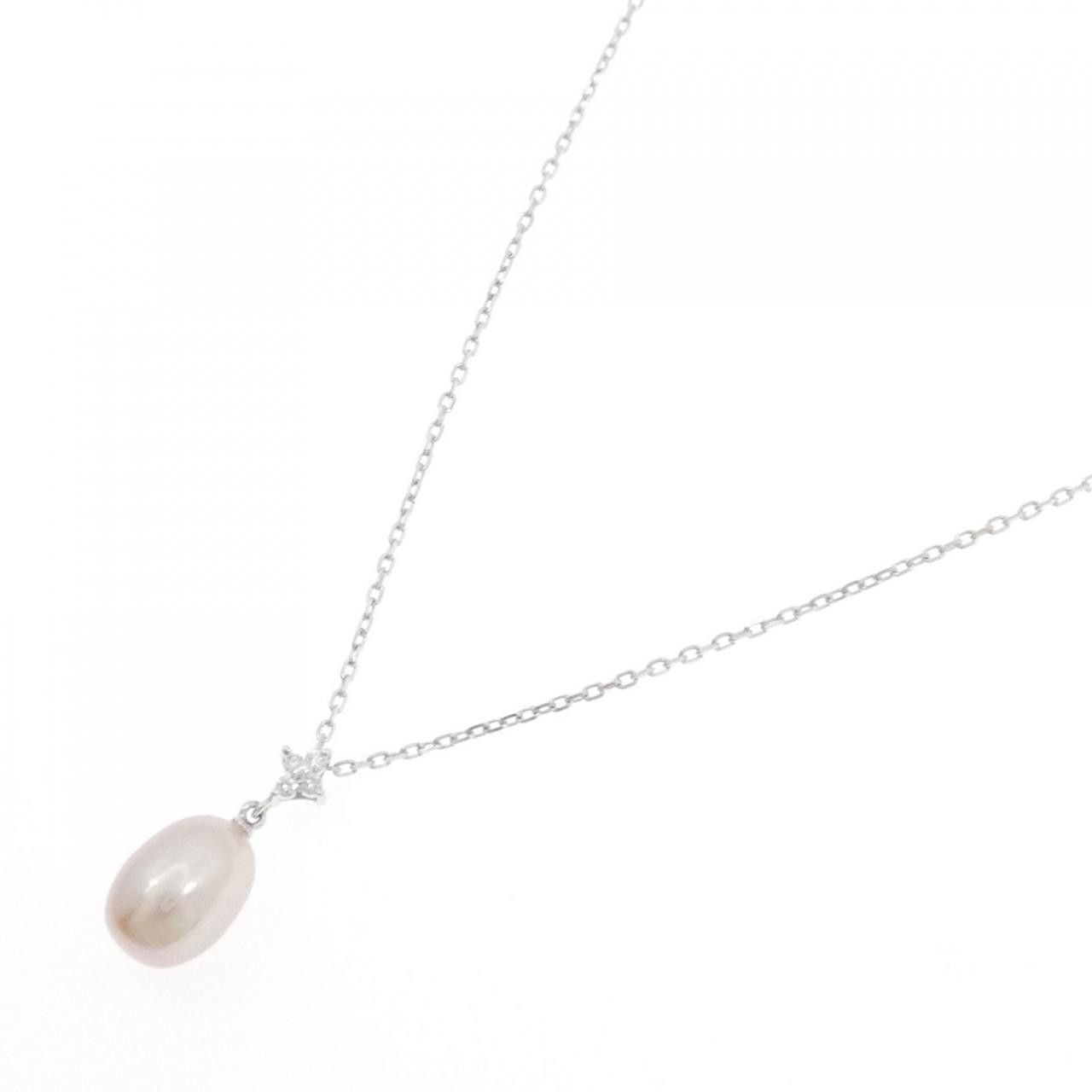 Mikimoto Pellita Mikimoto K18 White Gold Freshwater Pearl Diamond Necklace Metal Necklace DUTY FREE for USA