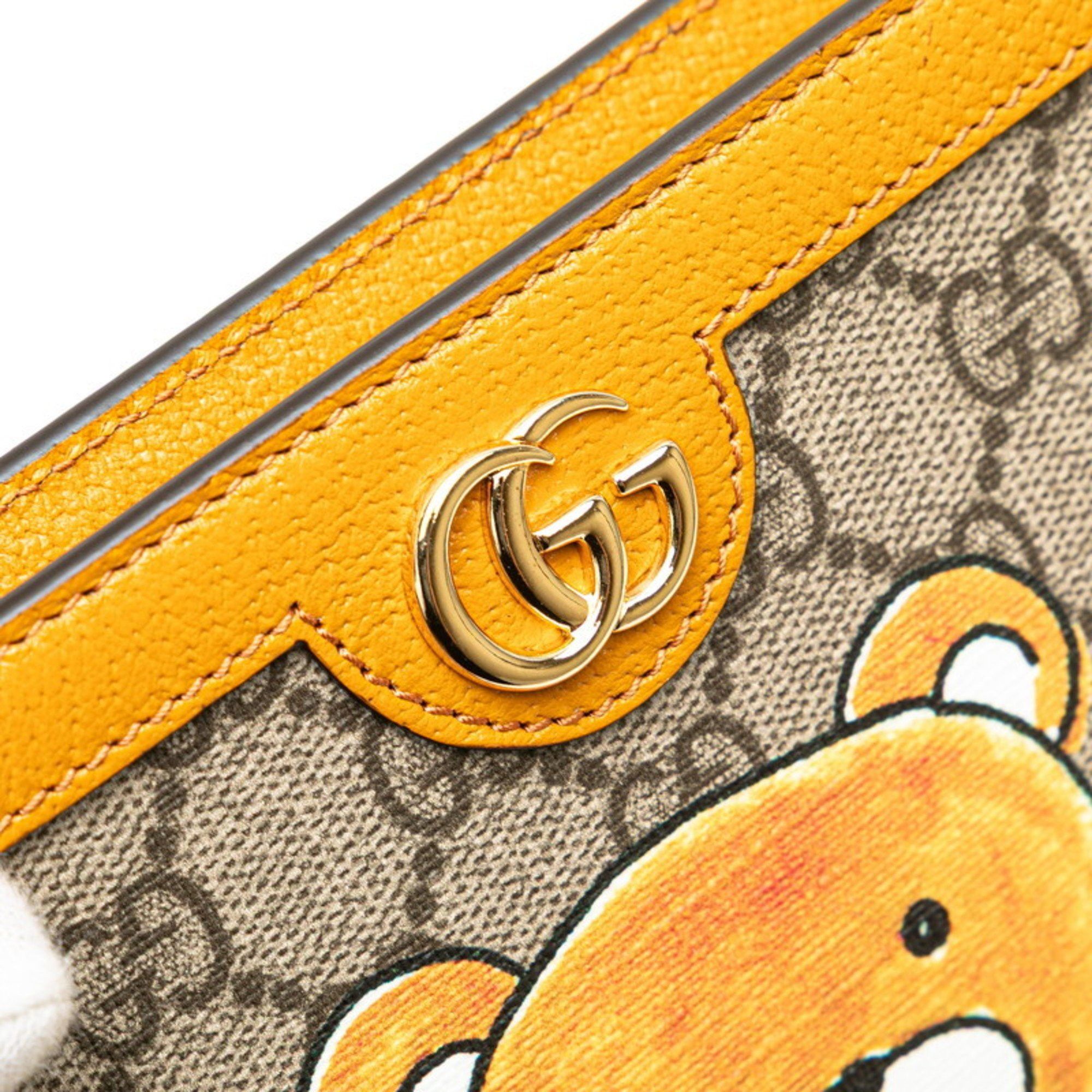 Gucci Gucci x EXO KAI GG Supreme Teddy Bear Clutch Bag 660513 Beige Orange Leather Women's GUCCI Size ONE SIZE - 6 Thumbnail