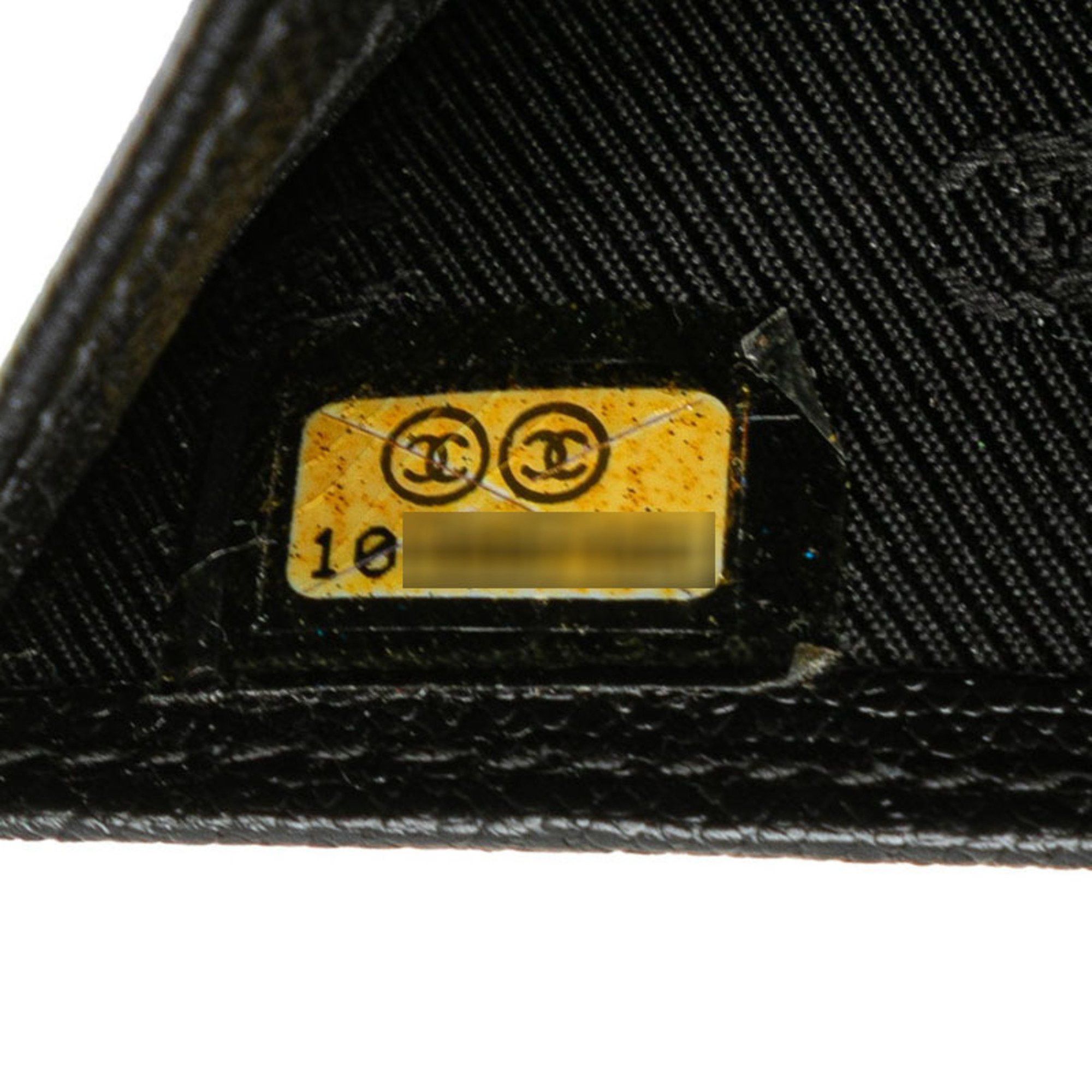 Chanel CHANEL Coco Button Tri-fold Wallet Black Leather Women's Size ONE SIZE - 9 Thumbnail